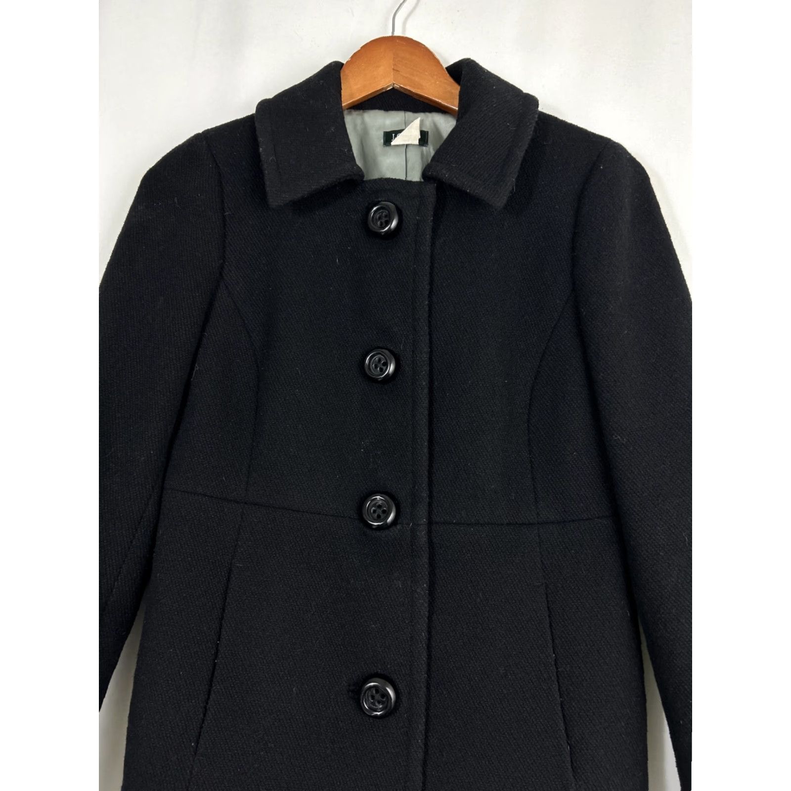J.Crew J Crew Womens Size 0 Black Wool Dress Lined Pea Coat Knee Length Coat Womens 0 Black Wool Pea Coat Lined Dress Knee Length Size XS / US 0-2 / IT 36-38 - 3 Thumbnail