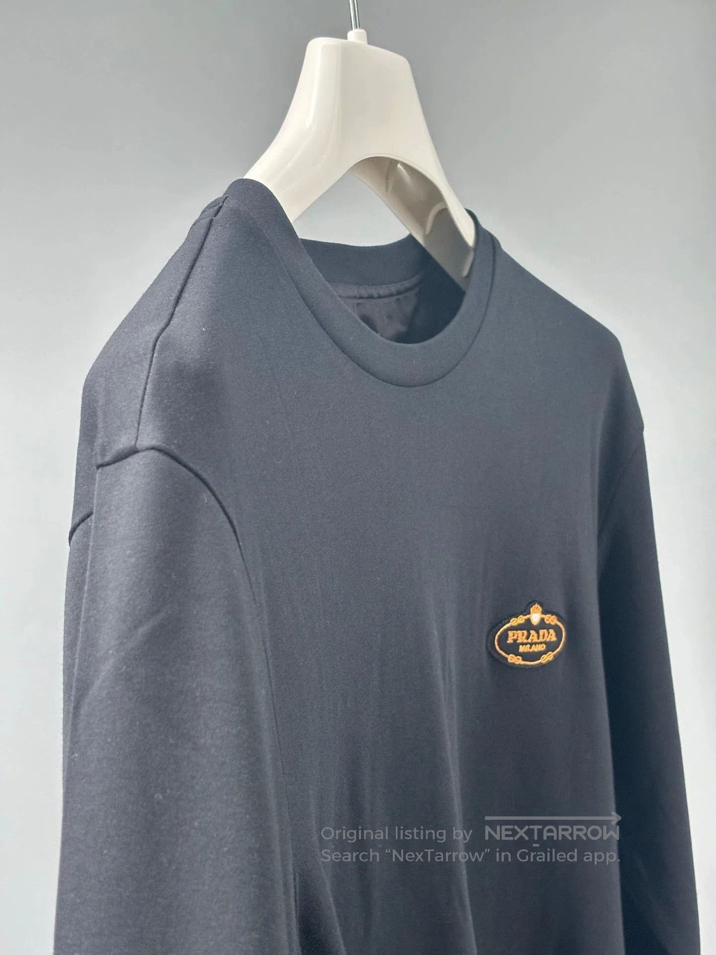 Prada Prada Black Long Sleeve T-Shirt with Embroidery. Size US M / EU 48-50 / 2 - 3 Thumbnail