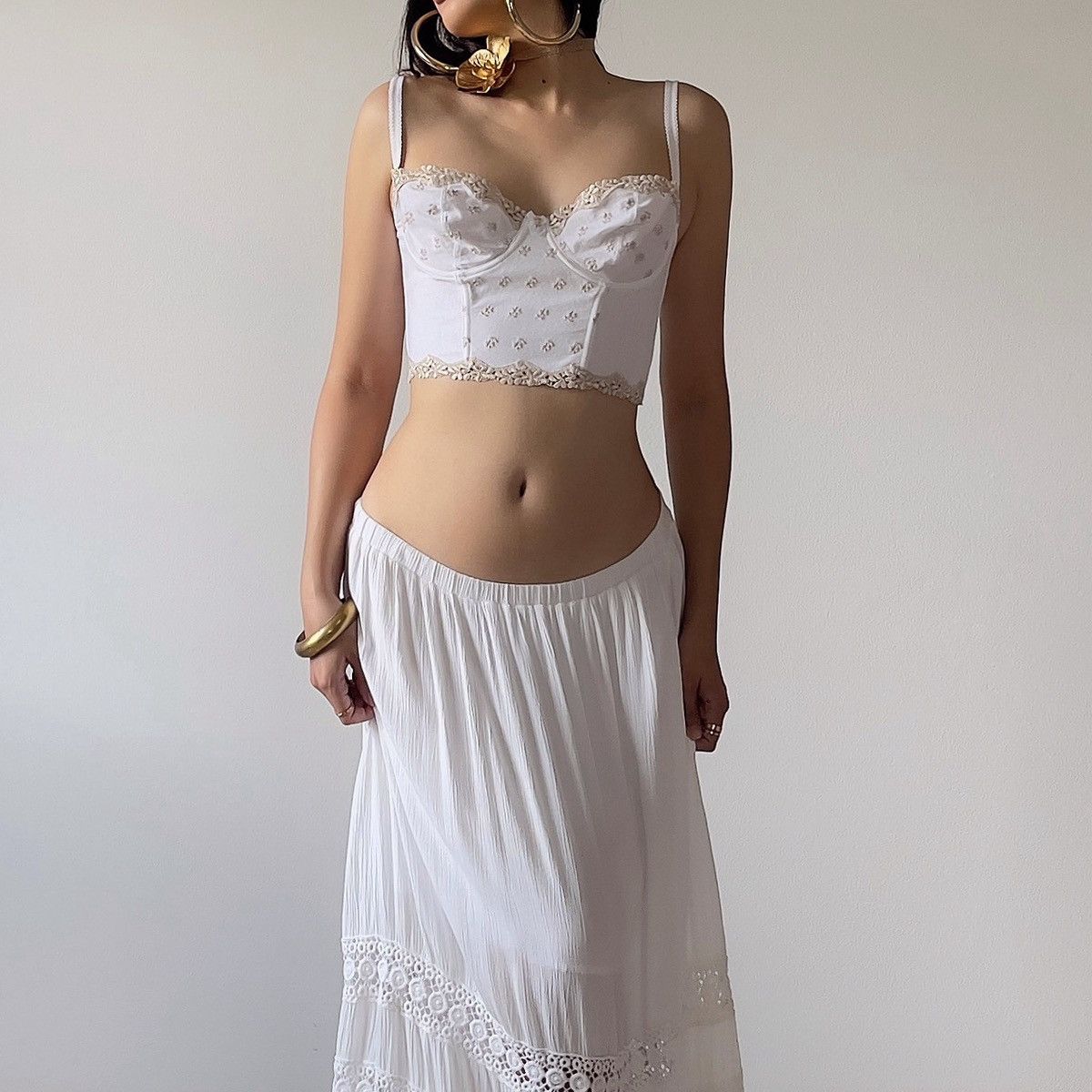 Victoria's Secret Victoria’s Secret 1990s White Cotton Bustier (34B/32C) Size S / US 4 / IT 40 - 3 Thumbnail
