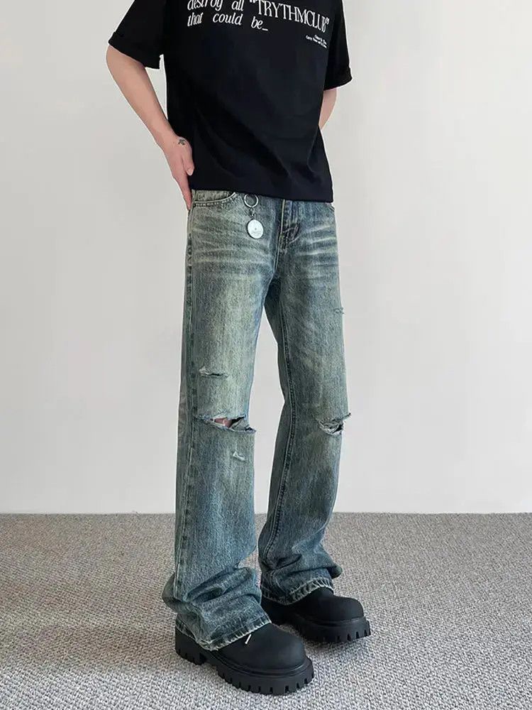Japanese Brand Retro loose ripped micro flared jeans Size US 32 / EU 48 - 5 Thumbnail