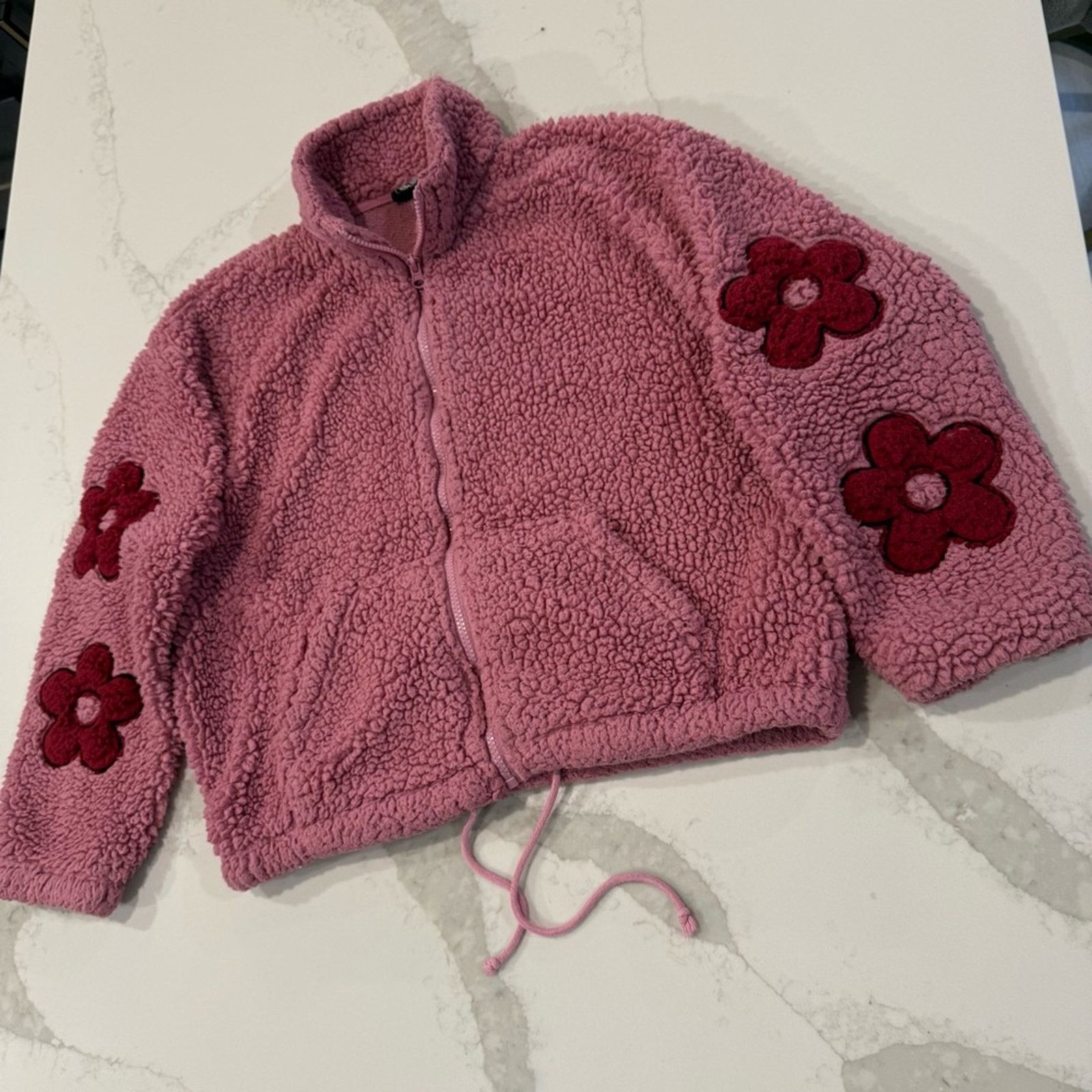 Pacsun PacSun Full Zip Flower Teddy Sherpa Jacket Women's Size XS Size XS / US 0-2 / IT 36-38 - 2 Thumbnail