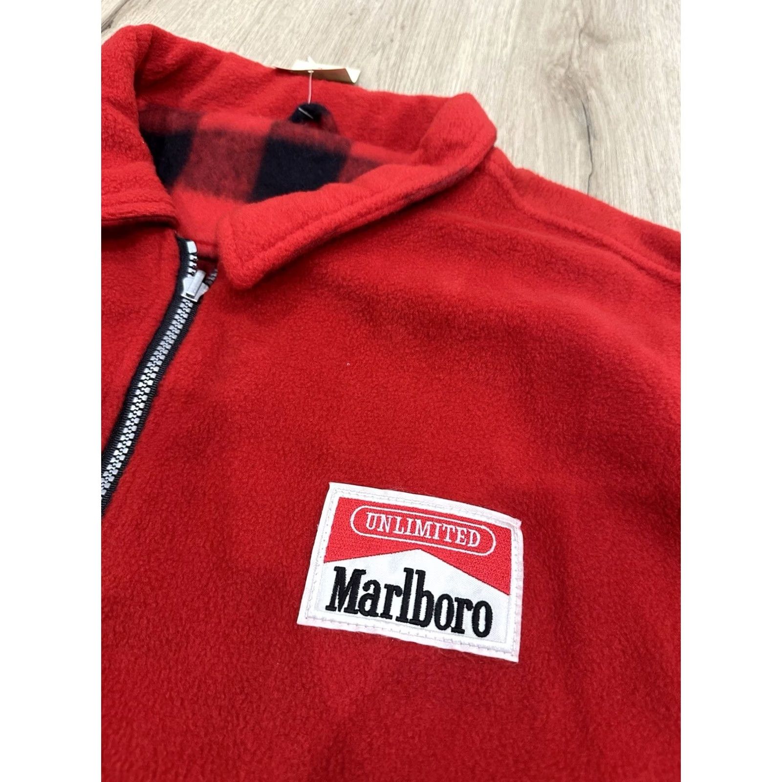 Marlboro VINTAGE Marlboro Unlimited Pullover 1/4 Zip Fleece Reversible Red Plaid NWT XL Size US XL / EU 56 / 4 - 4 Thumbnail