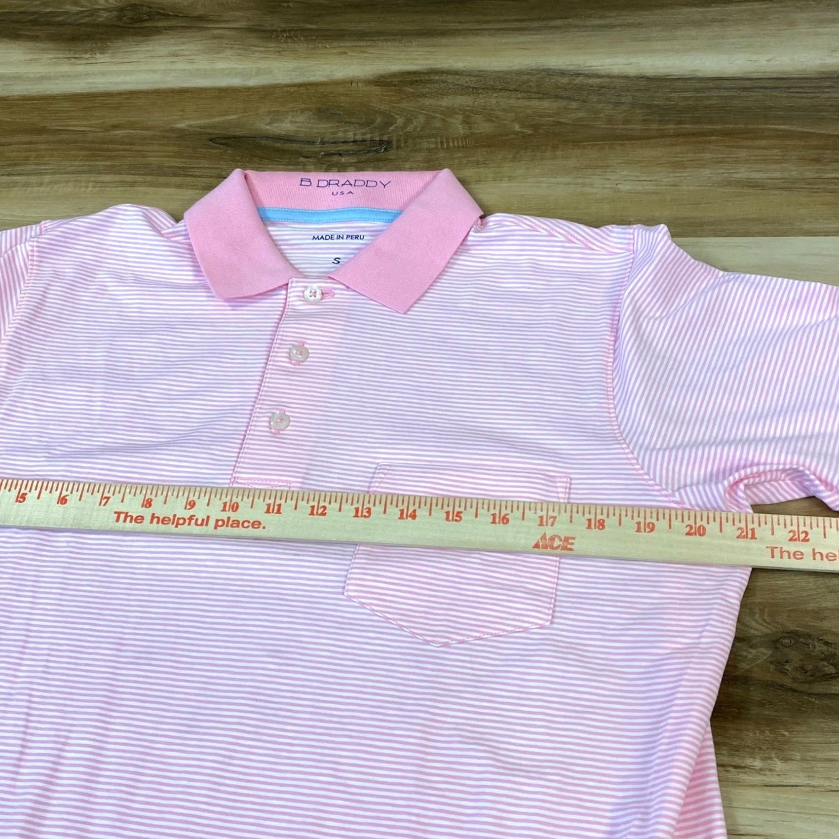 Vintage B. Draddy USA Mens Small Pink White Striped Pima Cotton Stretch Golf Polo Shirt Size US S / EU 44-46 / 1 - 5 Thumbnail