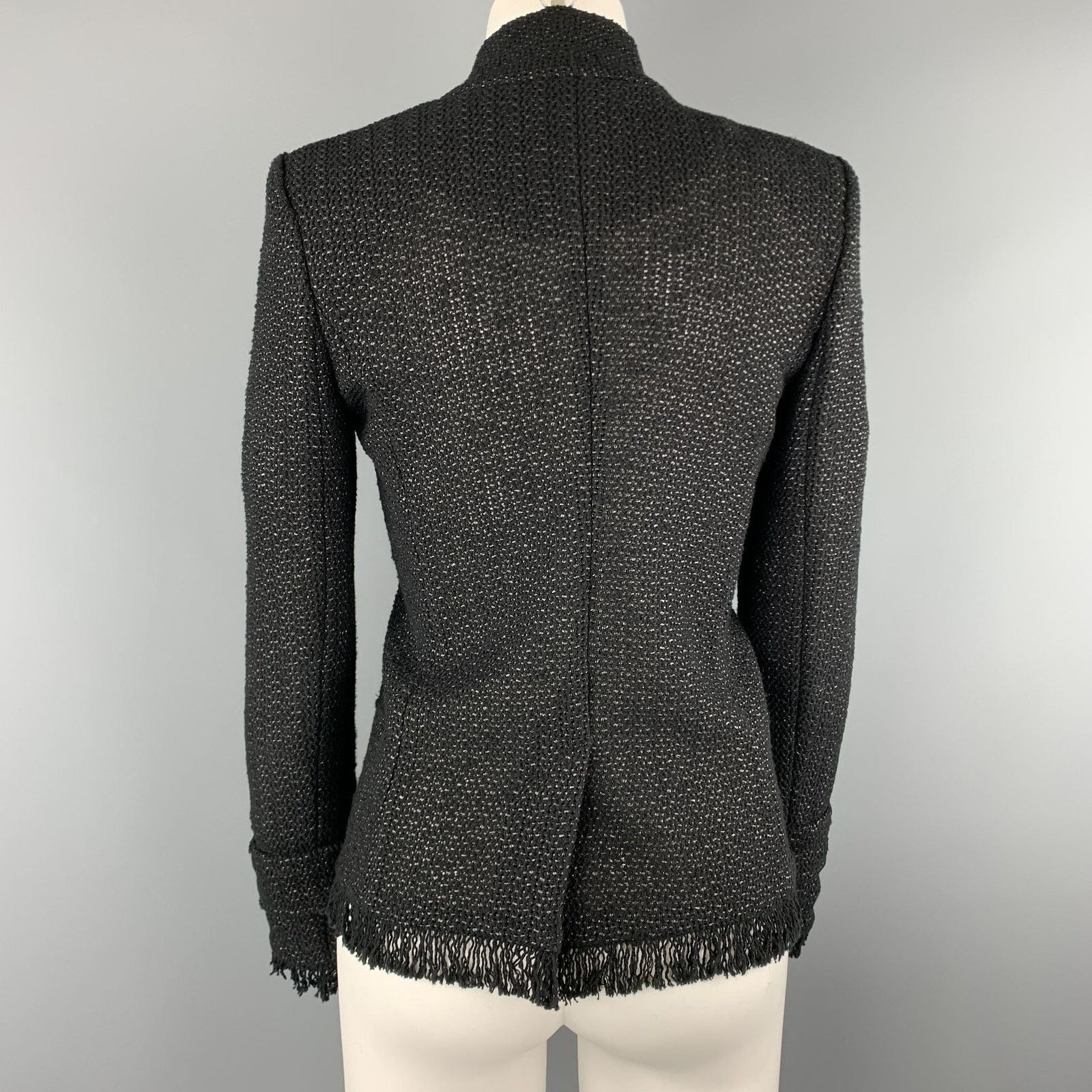 Isabel Marant ISABEL MARANT Size 4 Black Tweed Open Front Fringe Jacket Size US XL / EU 56 / 4 - 5 Thumbnail