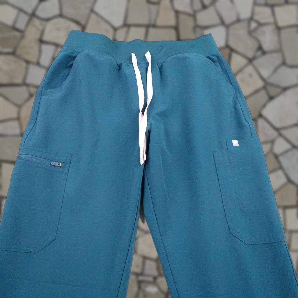 Vintage FIGS Pants Womens Large Blue Teal Yola Cargo Scrub Bottoms Nurse Medical 4911 Size 36" / US 14 / IT 50 - 1 Thumbnail