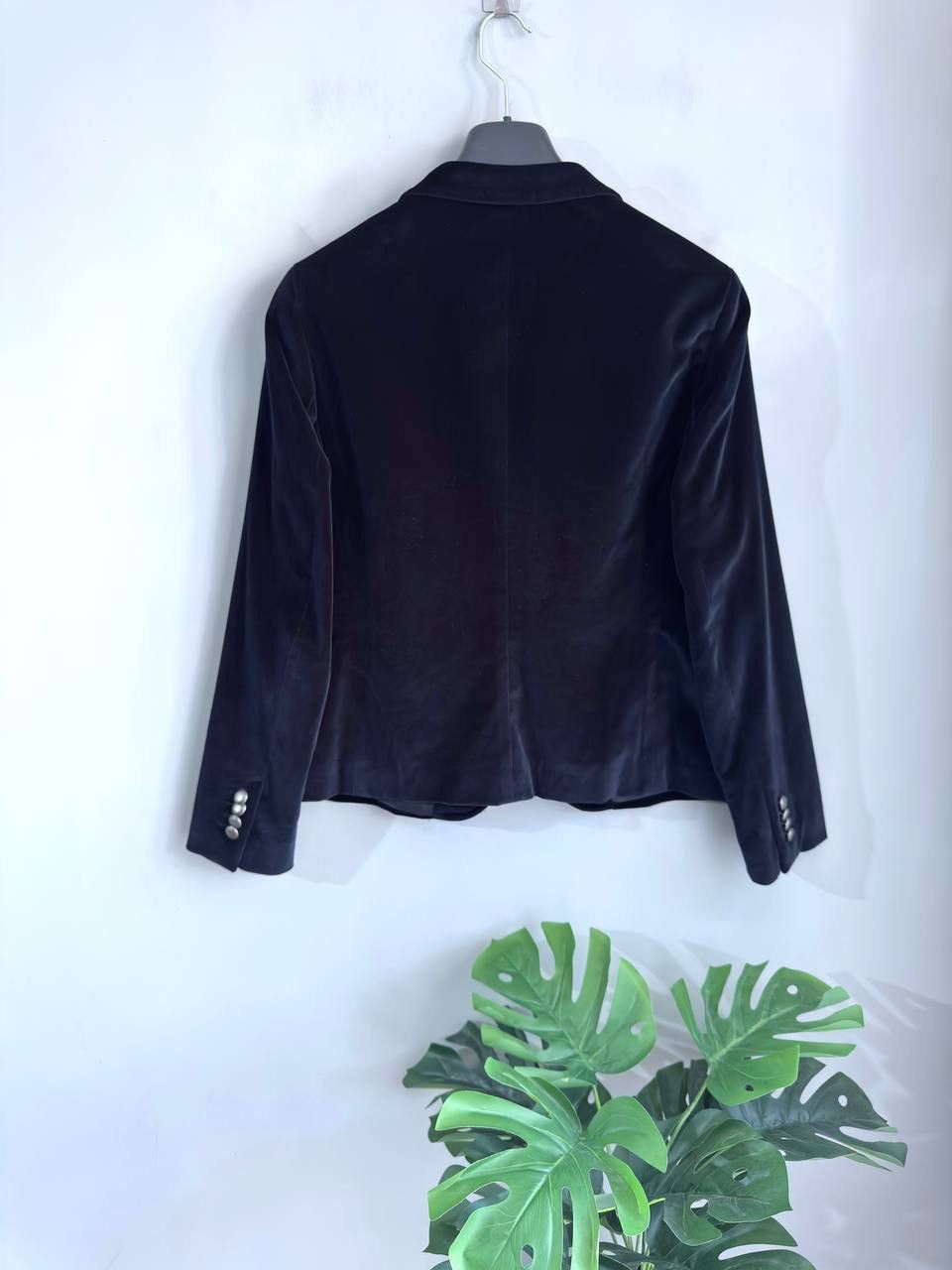 Tagliatore Tagliatore Women's Navy Velvet Blazer Made in Italy, 46/S Size S / US 4 / IT 40 - 14 Thumbnail