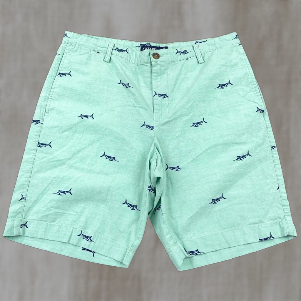 Chaps Chaps Chino Shorts Men 36 Green Marlin Fish Print Nautical Preppy Beach Golf Shirt/Shorts? Size US 36 / EU 52 - 1 Thumbnail