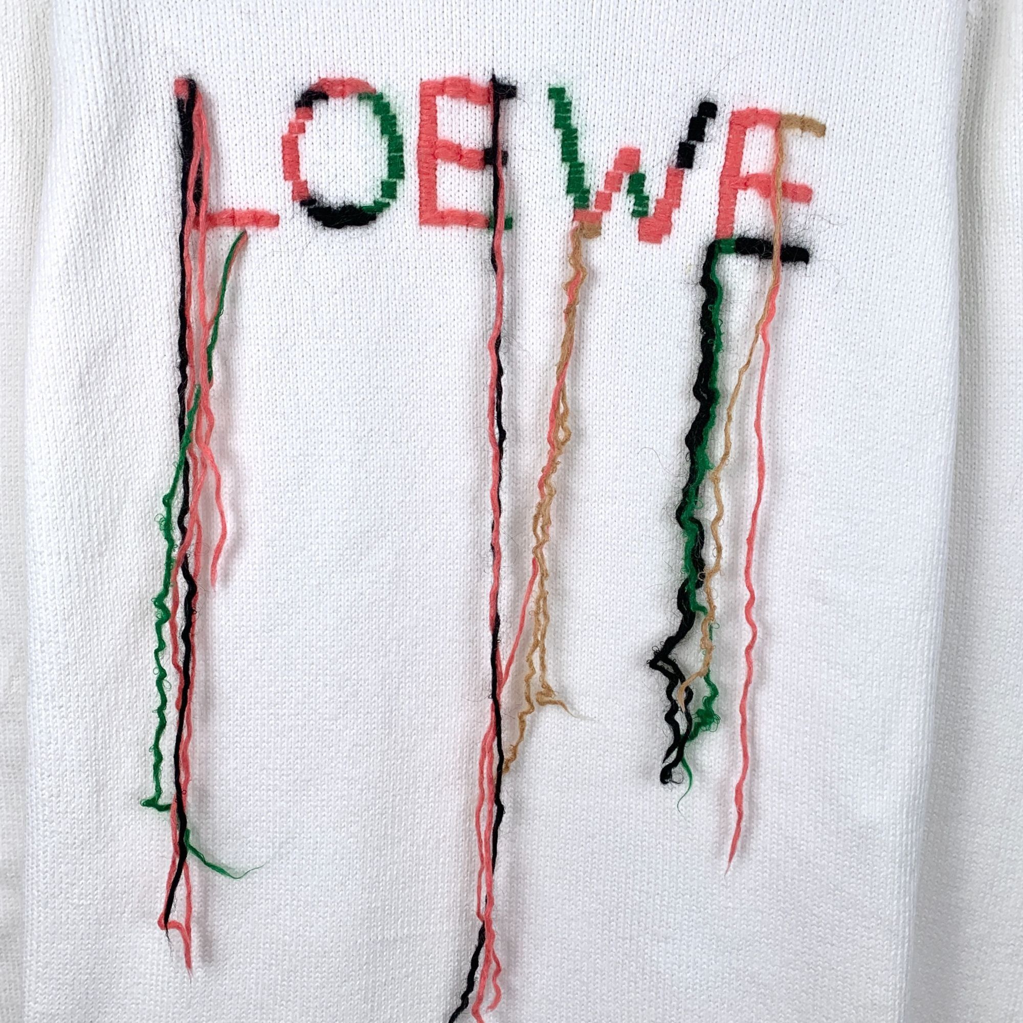 Loewe Loewe White Logo Embroidered Cotton Knit Sweater XS Size US XS / EU 42 / 0 - 5 Thumbnail