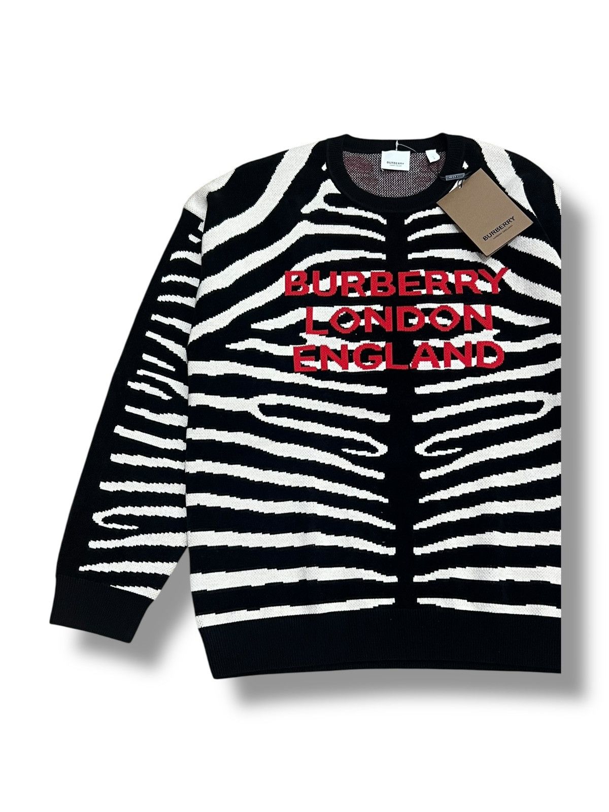 Burberry Burberry Mens Jennings Zebra Logo Jumper Knit Sweater Size US L / EU 52-54 / 3 - 5 Thumbnail