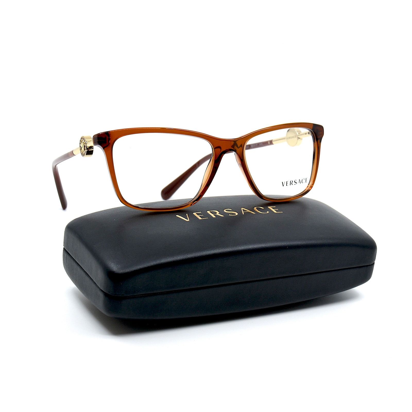 Versace NEW VERSACE VE3299B 5324 TRANSPARENT BROWN EYEGLASSES FRAME Size ONE SIZE - 1 Thumbnail