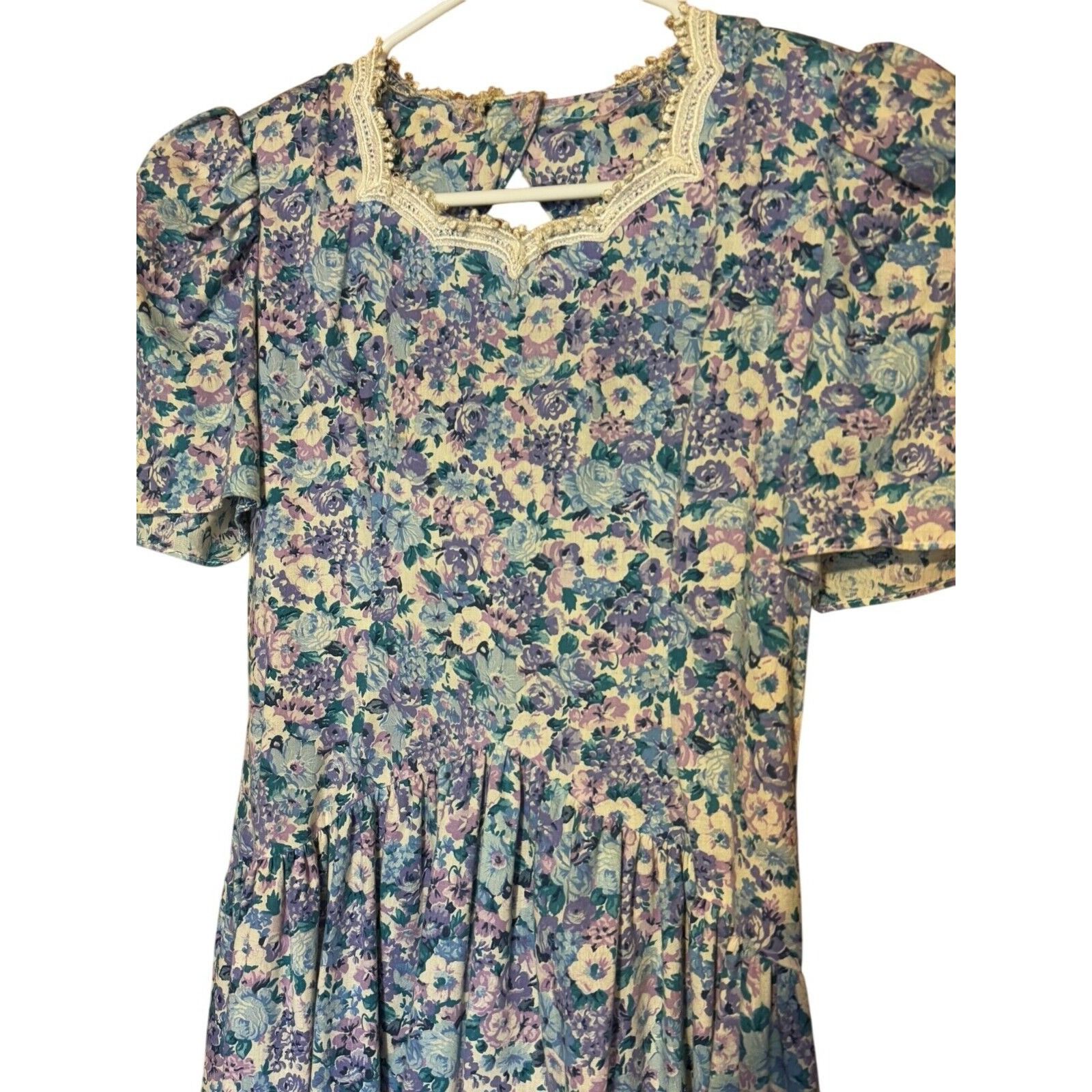 Other Vintage Gunne Sax Jessica McClintock Dress Floral Purple Blu Size XL / US 12-14 / IT 48-50 - 3 Thumbnail