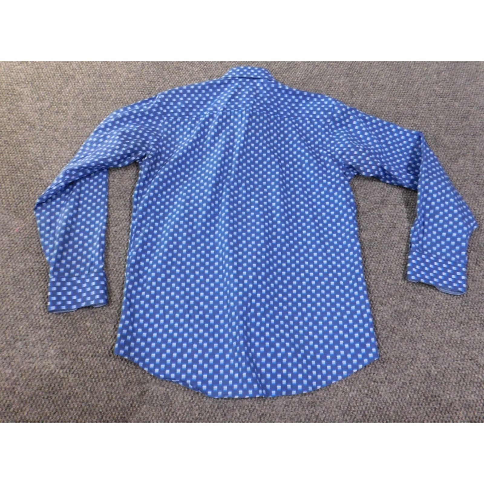 BUGATCHI Bugatchi Mens Button-Up Shirt Collar Down Long Sleeve Geometric Blue Cotton Knit Casual Regular M Size Adult Mens Size US M / EU 48-50 / 2 - 6 Thumbnail