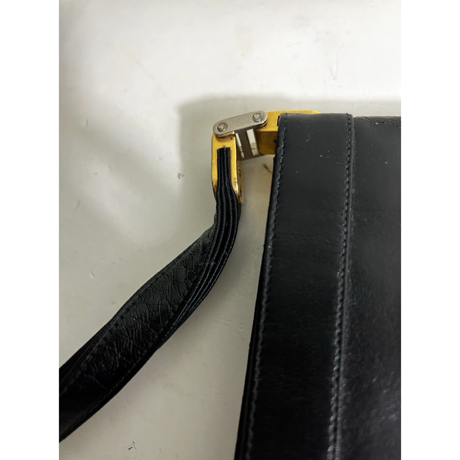 Vintage Lou Taylor Vintage Purse Black Leather Mirror Italy 12x8x1 Clutch Women Womens Size ONE SIZE - 5 Thumbnail