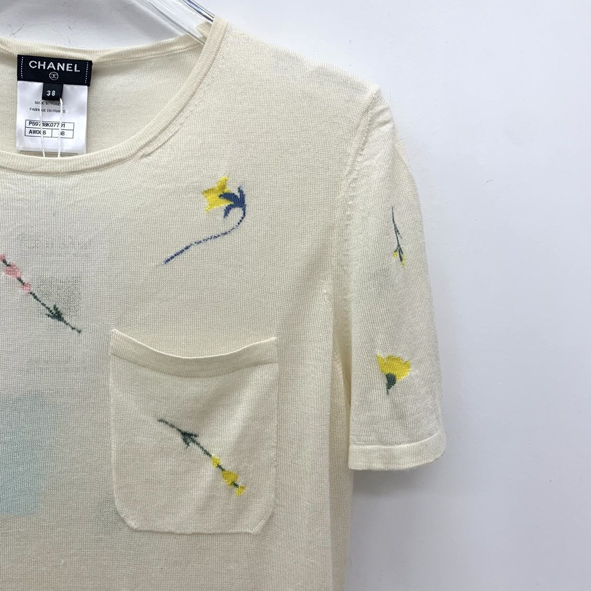 Chanel Chanel Floral Intarsia Cashmere Short Sleeve T-Shirt K26WX Size S / US 4 / IT 40 - 3 Thumbnail