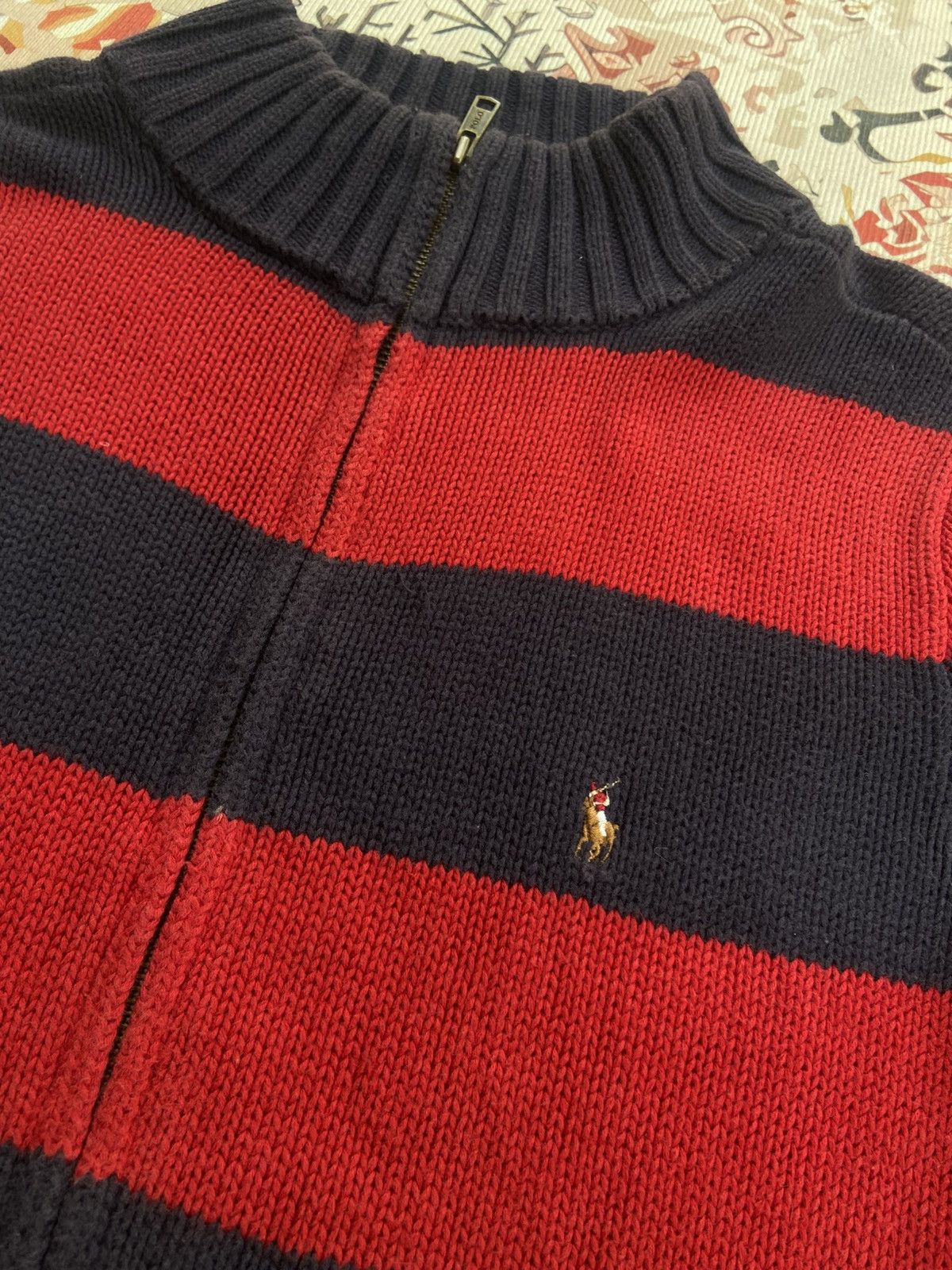 Polo Ralph Lauren Vintage Polo Ralph Lauren Striped Zipper Knit Sweater Size US S / EU 44-46 / 1 - 4 Thumbnail
