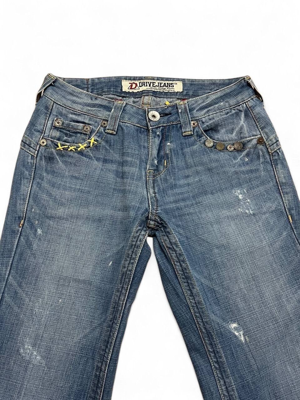 Hysteric Glamour Flared drive Jeans distressed low rise wideleg embroided Size US 29 - 10 Thumbnail