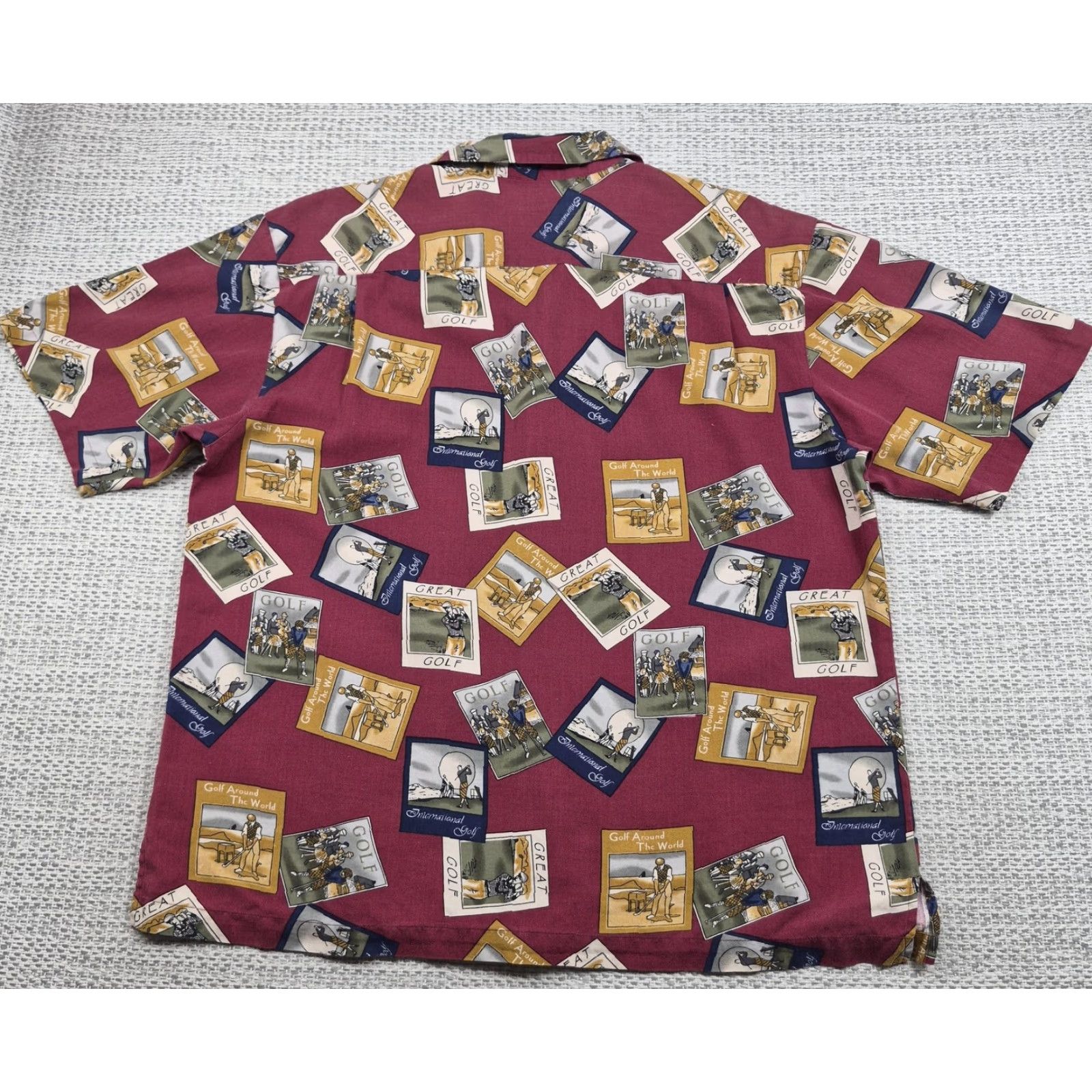 Vintage Aureus Silk Blend Shirt Men's L Hawaiian Golf Print Short Sleeve Button-Up Shirt Size US L / EU 52-54 / 3 - 6 Thumbnail