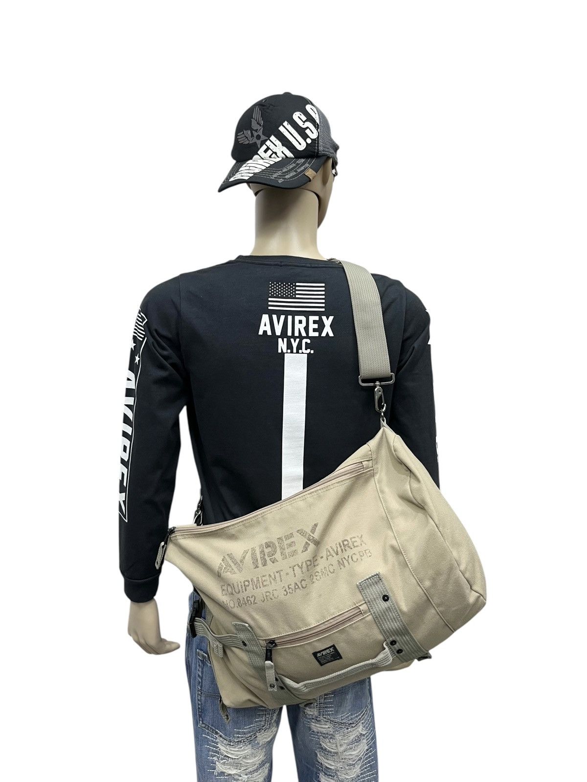 Avirex VERY RARE🔥Vintage AVIREX Multiway Canvas Bagpack Crossbody Size ONE SIZE - 3 Thumbnail