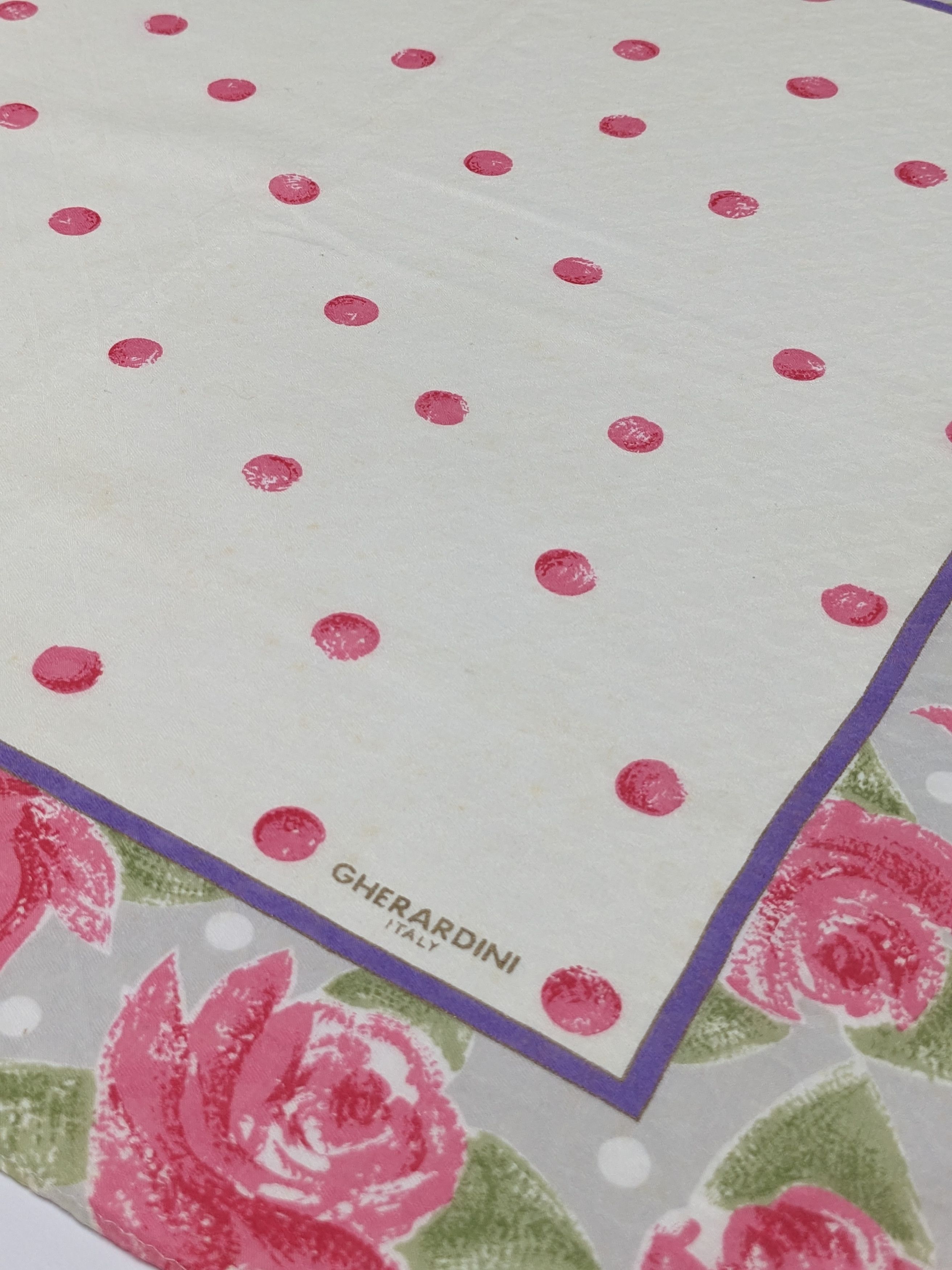 MR & MRS ITALY VINTAGE GHERARDINI ITALY PINK ROSE POLKA DOT HANDKERCHIEF Size ONE SIZE - 2 Thumbnail