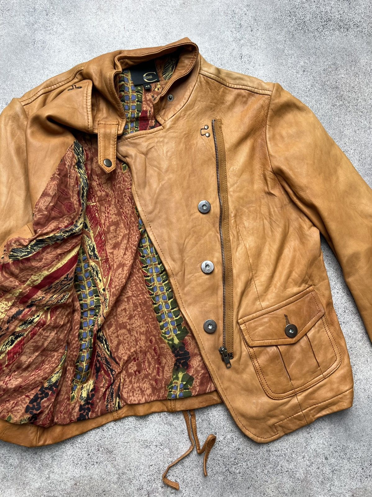 Just Cavalli Just Cavalli vintage boho leather biker jacket with stripes Size S / US 4 / IT 40 - 6 Thumbnail