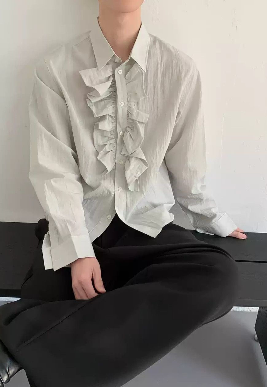 Other Men's Ruffled Button-Down Shirt Size US M / EU 48-50 / 2 - 2 Thumbnail