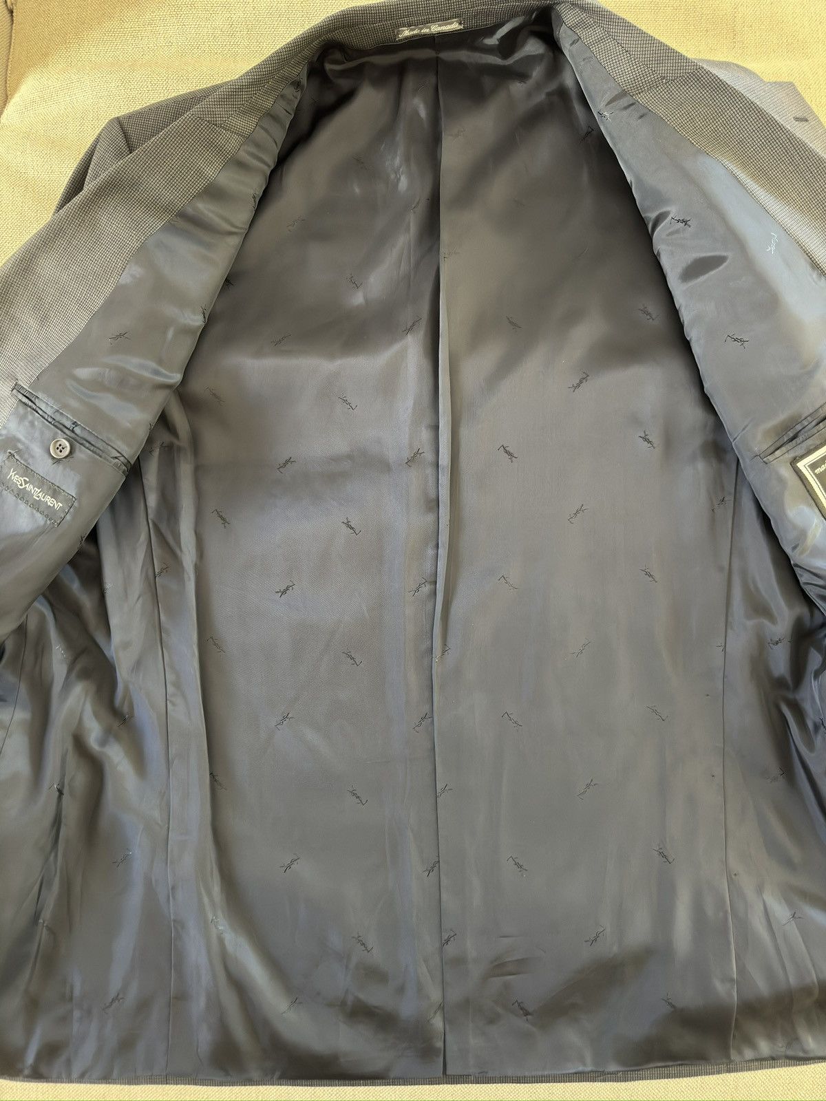 Vintage × Yves Saint Laurent Yves Saint Laurent YSL Vintage Nailhead Jacket in Gray 48R Size 48R - 10 Thumbnail