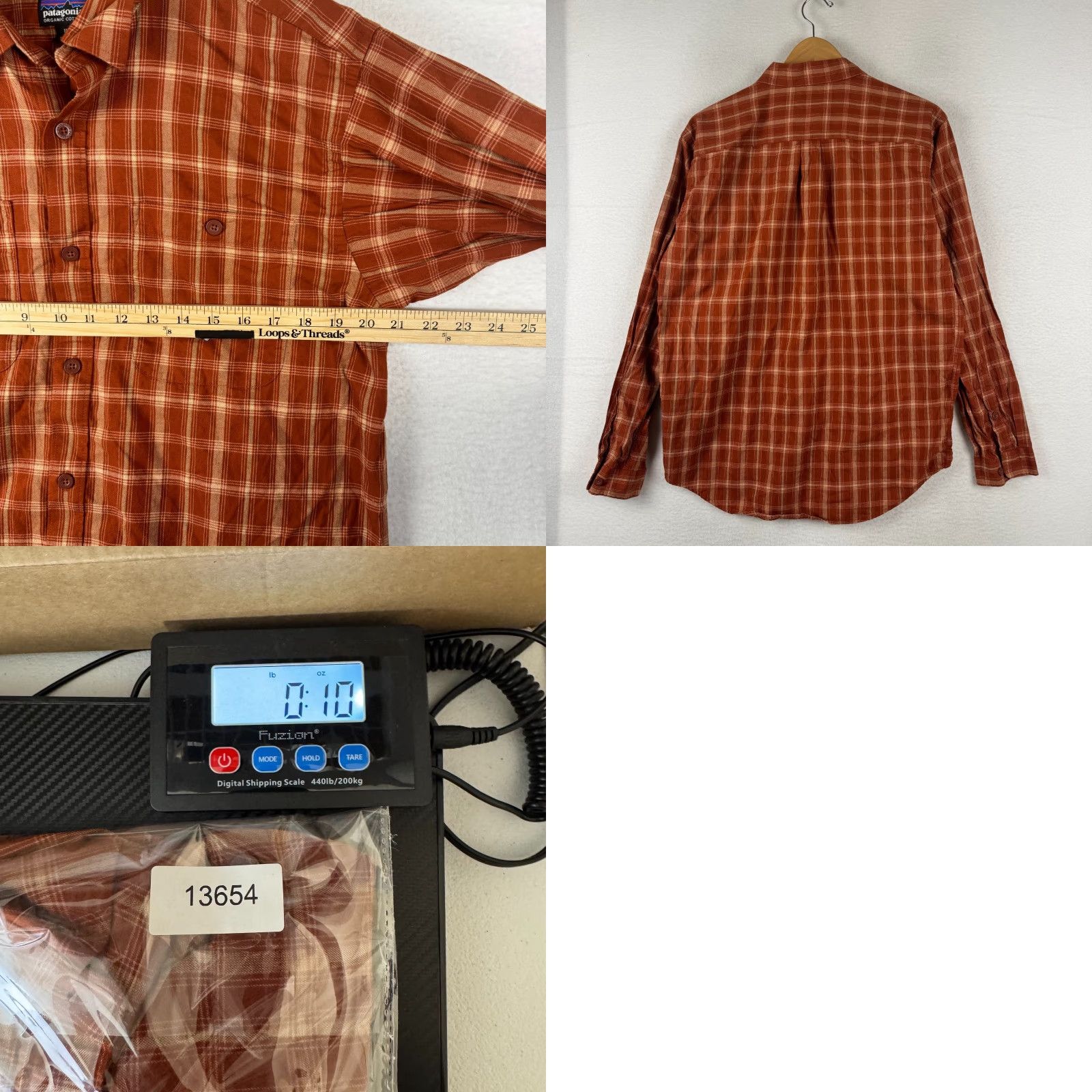 Patagonia Patagonia Men's Medium Red Orange Plaid Long Sleeve Button-Up Organic Cotton Shirt Size US M / EU 48-50 / 2 - 8 Thumbnail