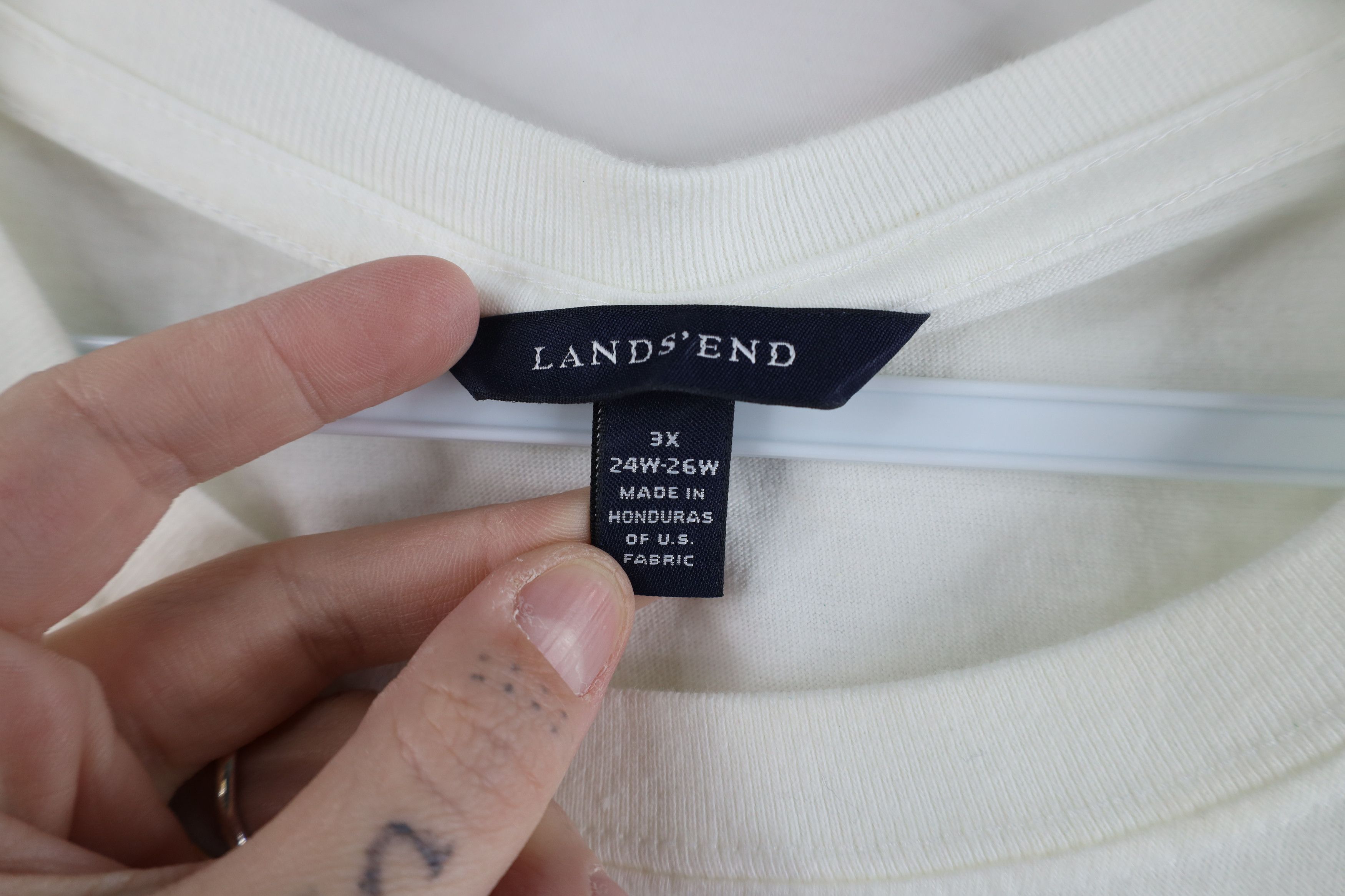 Lands' End × Vintage Vintage Lands End Blank Cotton Short Sleeve T-Shirt White Size 3XL / US 20-22 - 7 Thumbnail