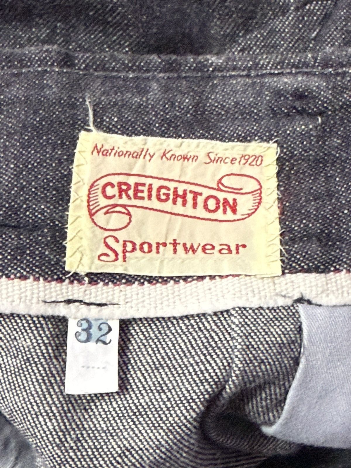 Creighton × Japanese Brand × Vintage 50s 60s Creighton Selvedge Pleated High Waist Baggy Jeans Size US 31 - 22 Thumbnail