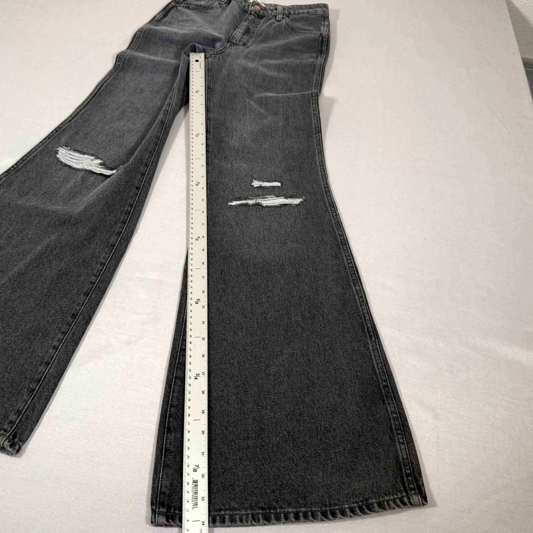 Wrangler Wrangler Jeans Women Wanderer 622 High Rise Flare Jeans Gray 24x34 Distressed Stretch 5-Pocket Denim Wrangler Logo Patch Vintage No Size 42" / US 20 - 5 Thumbnail