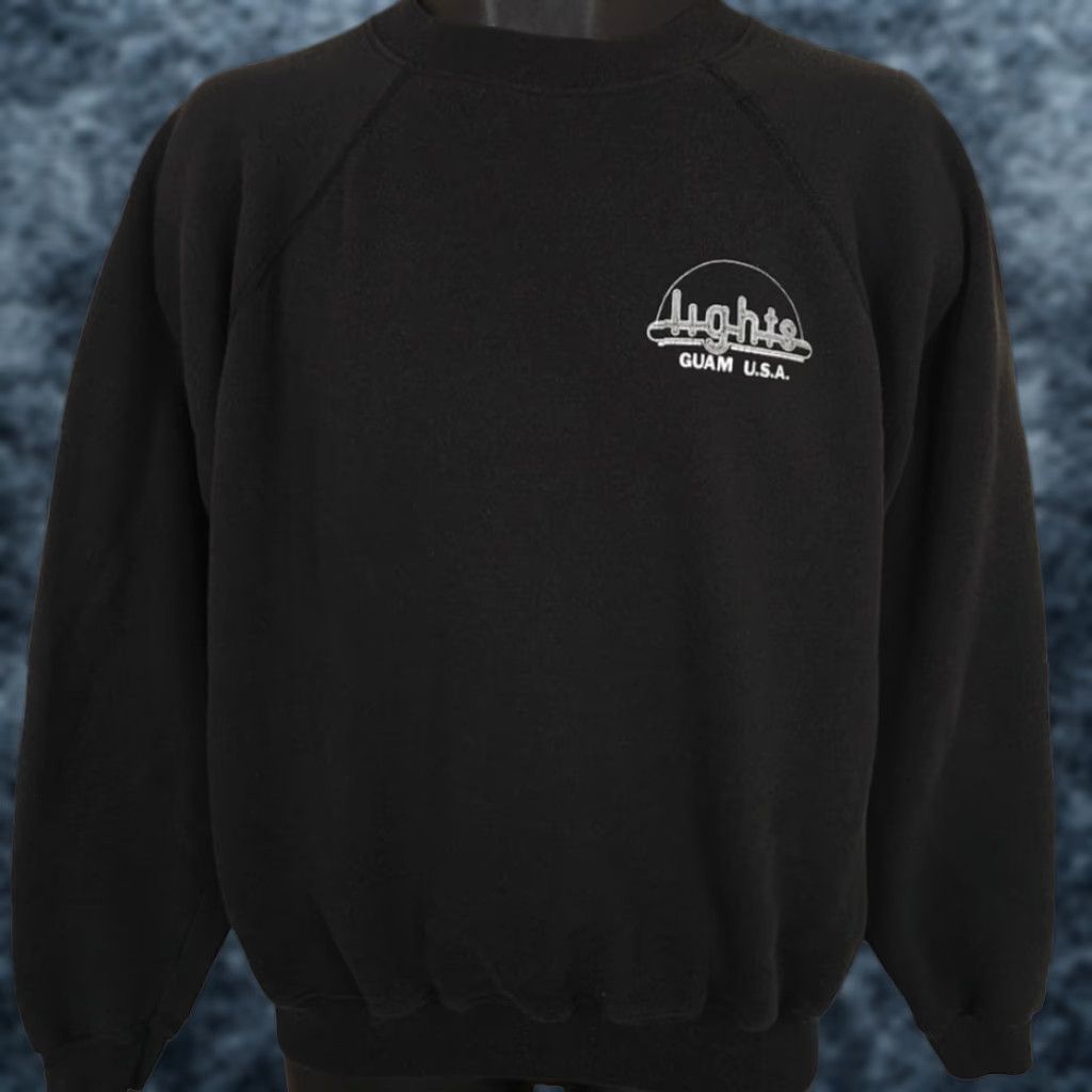 Hanes VINTAGE Hanes Sweatshirt Mens Size Large Black 80s Guam Lights Nightlife USA Shirt Size US L / EU 52-54 / 3 - 1 Thumbnail