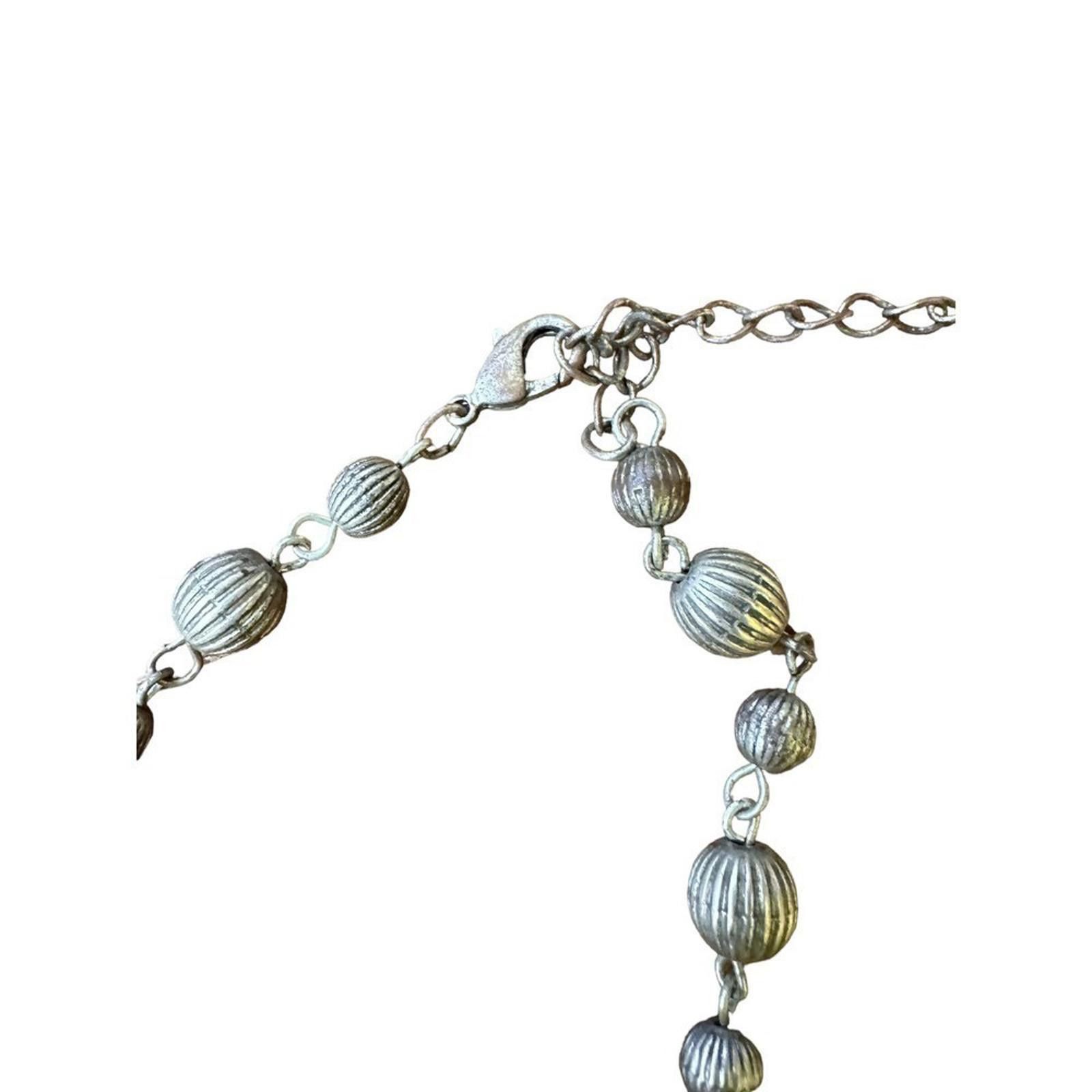Vintage Vintage Silver Tone Fancy Beaded Necklace Size ONE SIZE - 4 Thumbnail