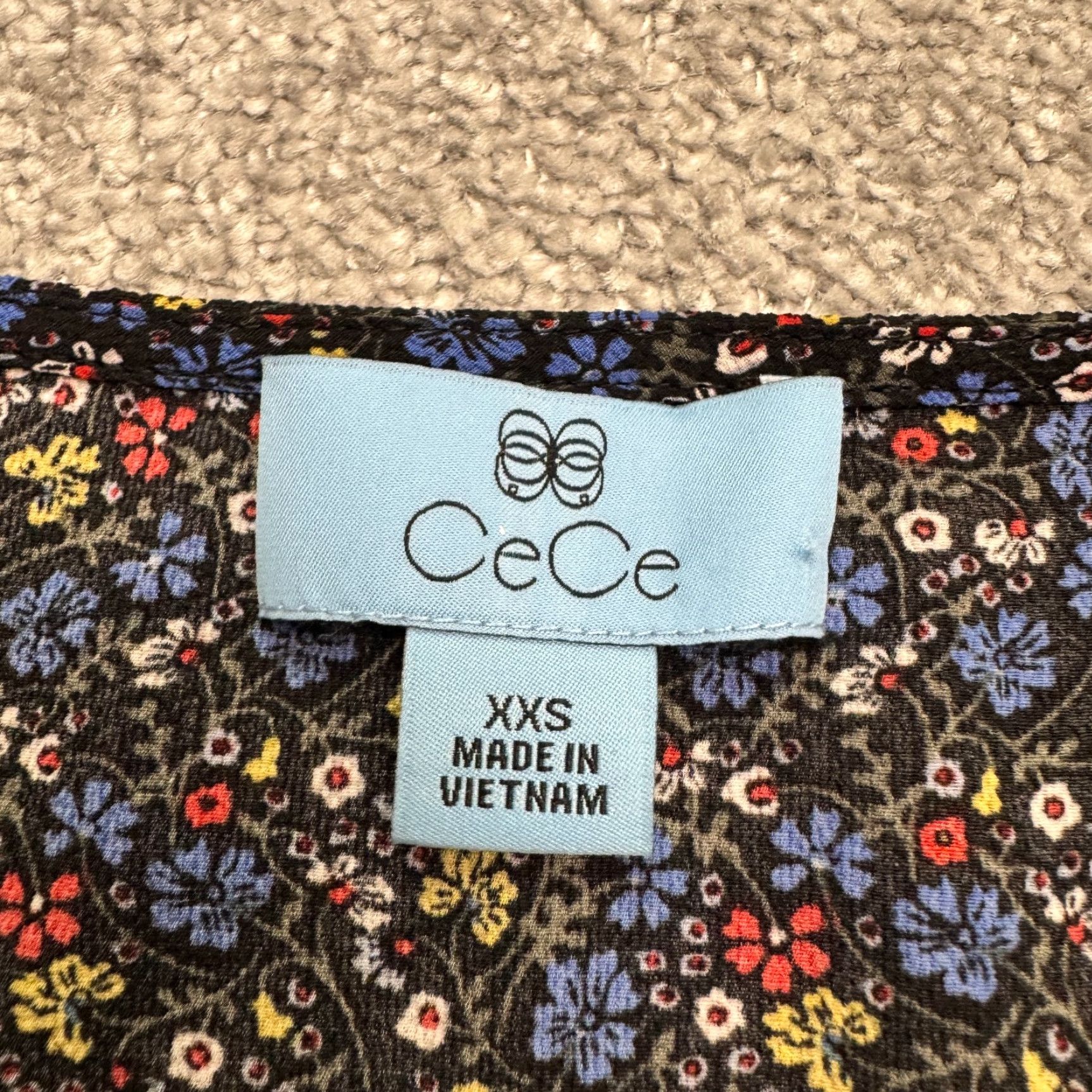 Vintage CeCe Blouse Womens XXS Black Multi Casual Boho V-Neck Long Sleeve Floral NWT Size XXS / US 00 / IT 34 - 5 Thumbnail