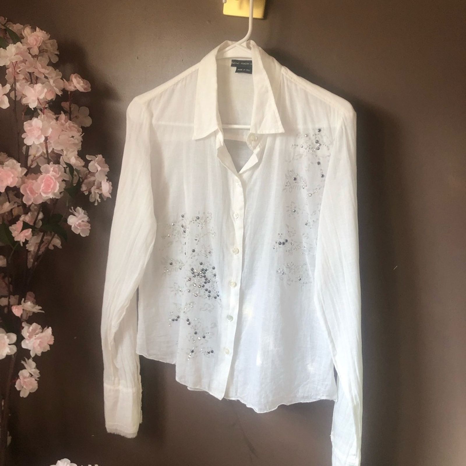 Other French designer white shirt top button up cap embellished Size XS / US 0-2 / IT 36-38 - 5 Thumbnail