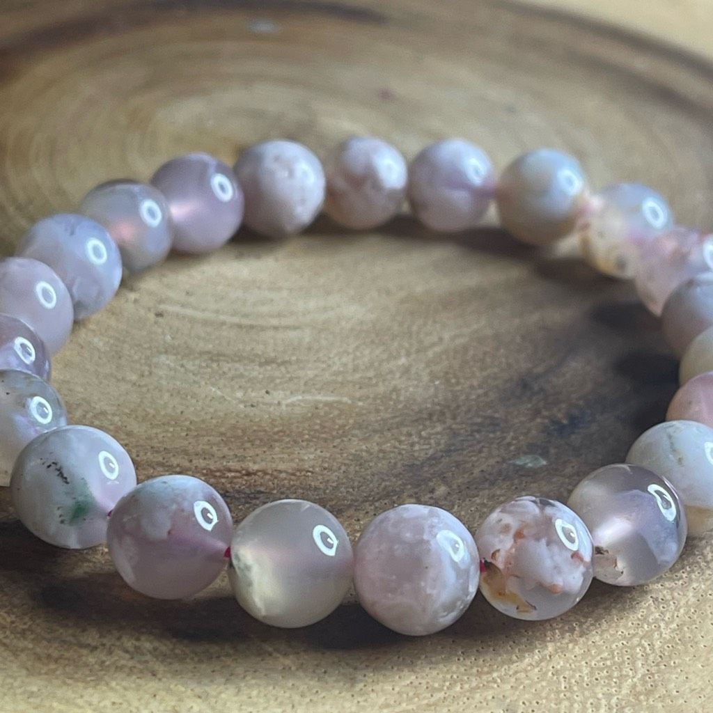 Other Pink Flower Agate stretch beaded bracelet 7” crystal healing beads 8mm ONE NEW Size ONE SIZE - 5 Thumbnail