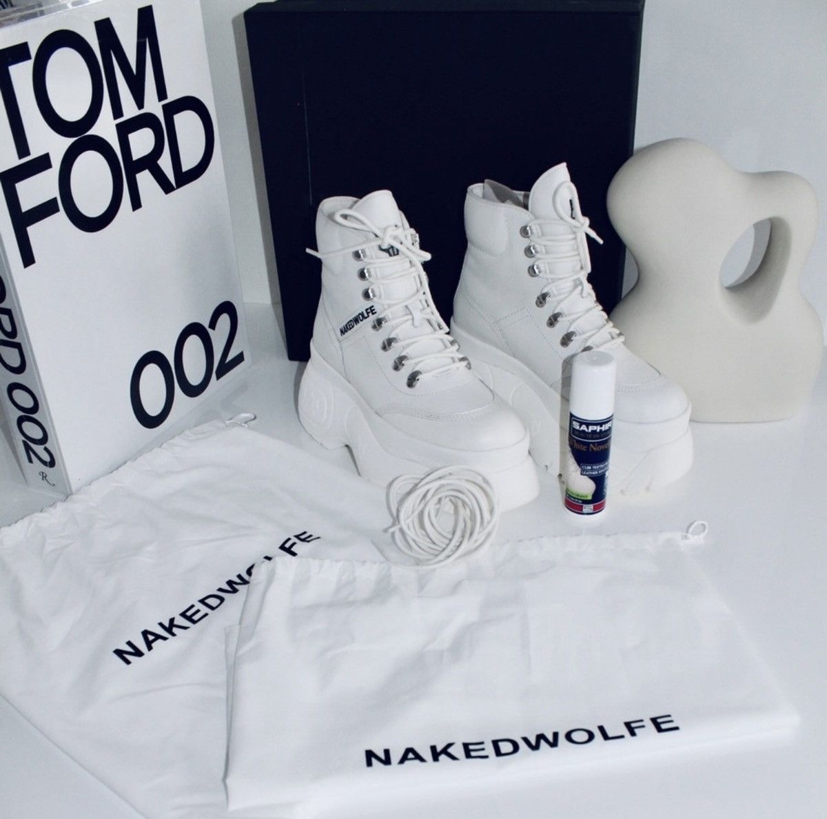 NAKED WOLFE NAKED WOLFE Spike White Leather Boots Size US 8 / IT 38 - 4 Thumbnail