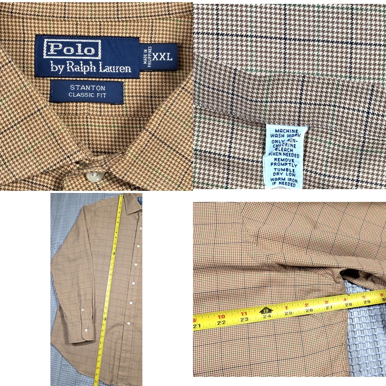 Polo Ralph Lauren Vtg Ralph Lauren Shirt Men 2XL Brown Houndstooth Long Sleeve Button Up Stanton Size US XXL / EU 58 / 5 - 8 Thumbnail