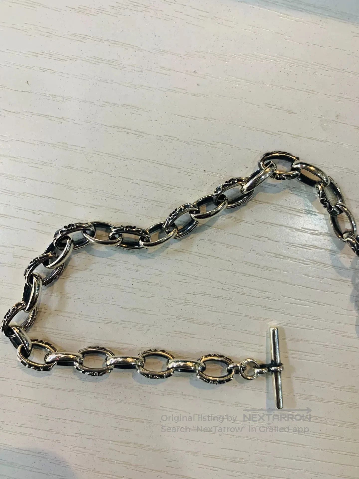 AQUA AQUA SILVER Chain Bracelet with Floral Engraving. Size ONE SIZE - 2 Thumbnail