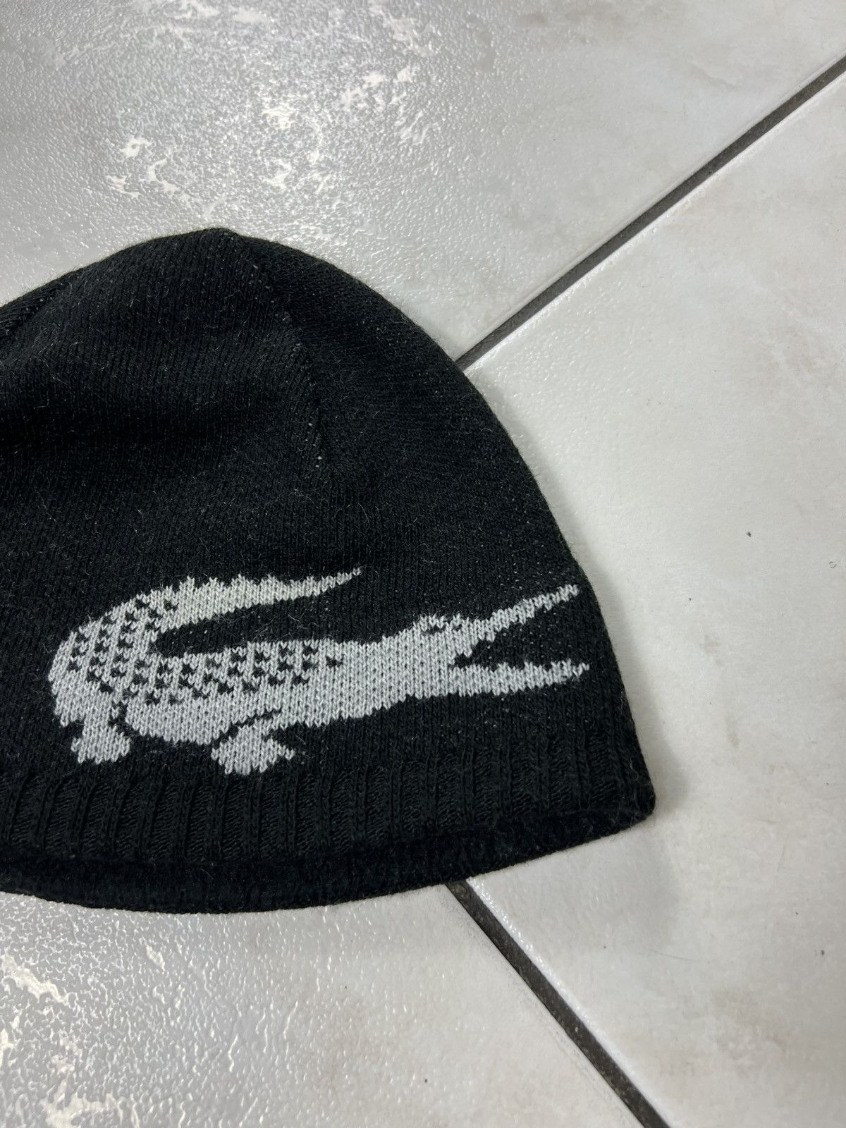 Lacoste Vintage Lacoste y2k knitted crocodile big logo drill beanie Size ONE SIZE - 4 Thumbnail