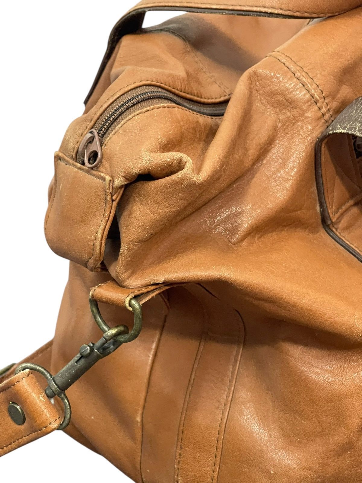 Leather Real Leather Patina Vtg Unknown Japan Duffle Travel Bag 9🟩 Size ONE SIZE - 11 Thumbnail