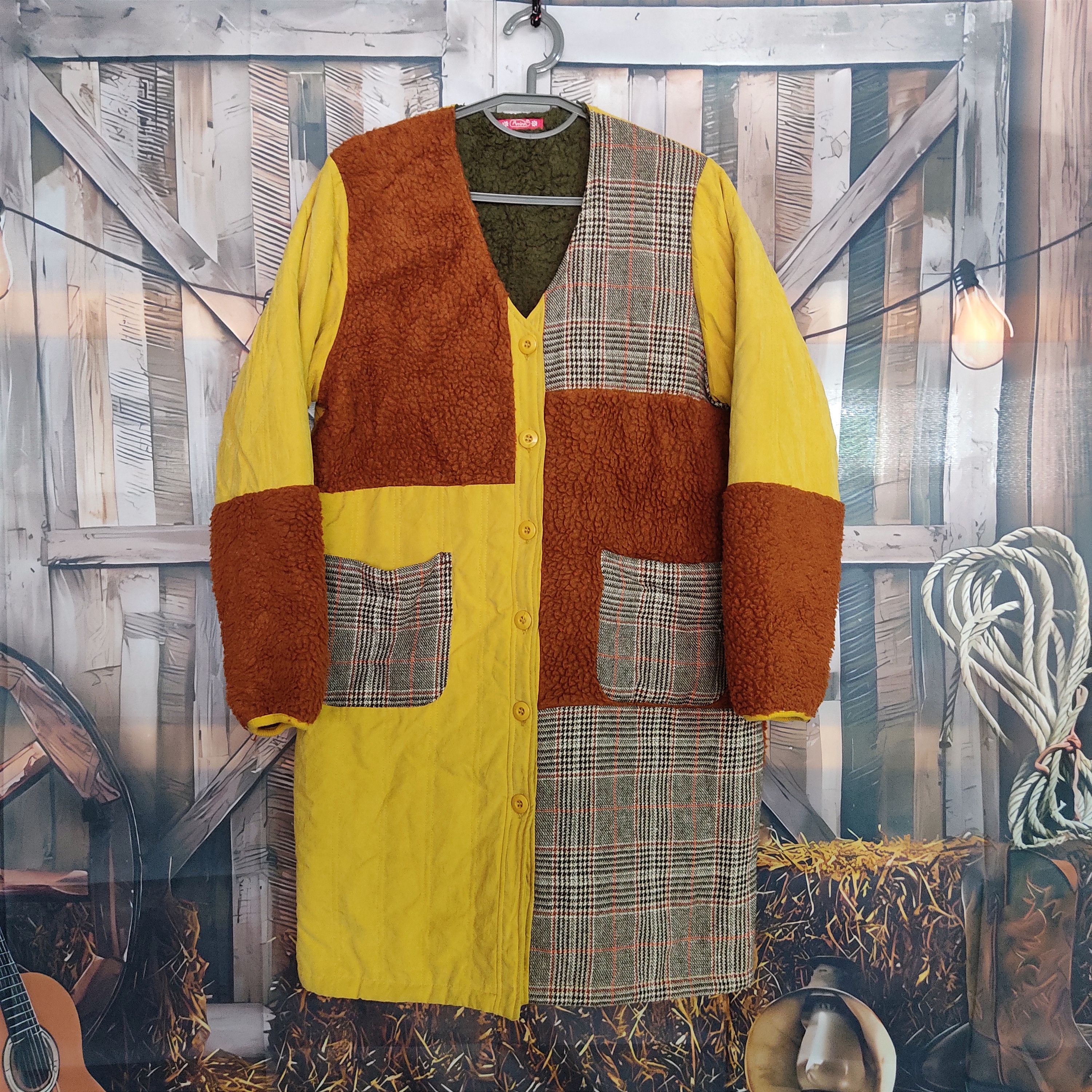 AMINA Colours Patchwork Fleece Long Jacket