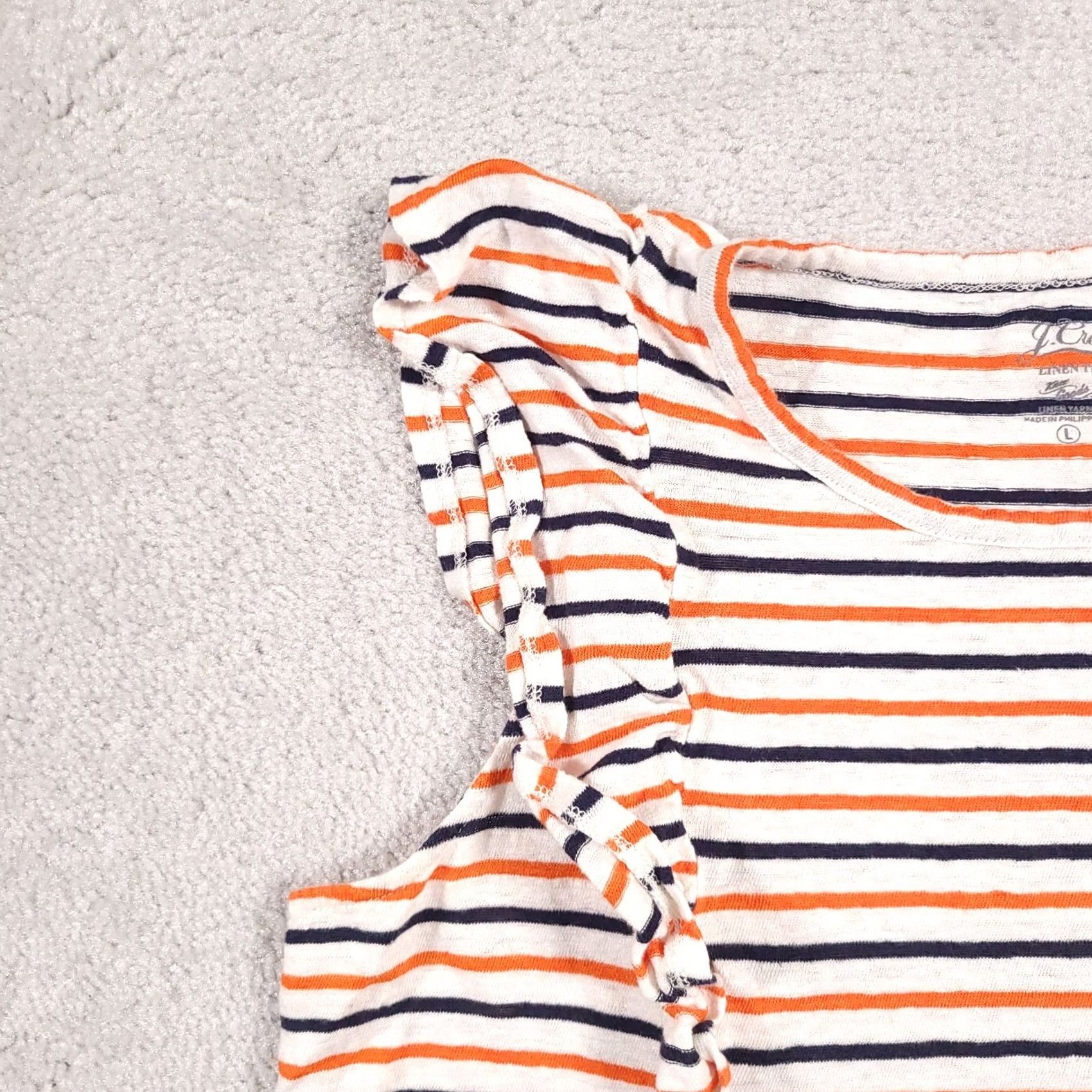 J.Crew J. Crew Linen Tee Knit Goods Tank Sleeveless Shirt Women's Large Stripe Flutter Shirt Size L / US 10 / IT 46 - 4 Thumbnail