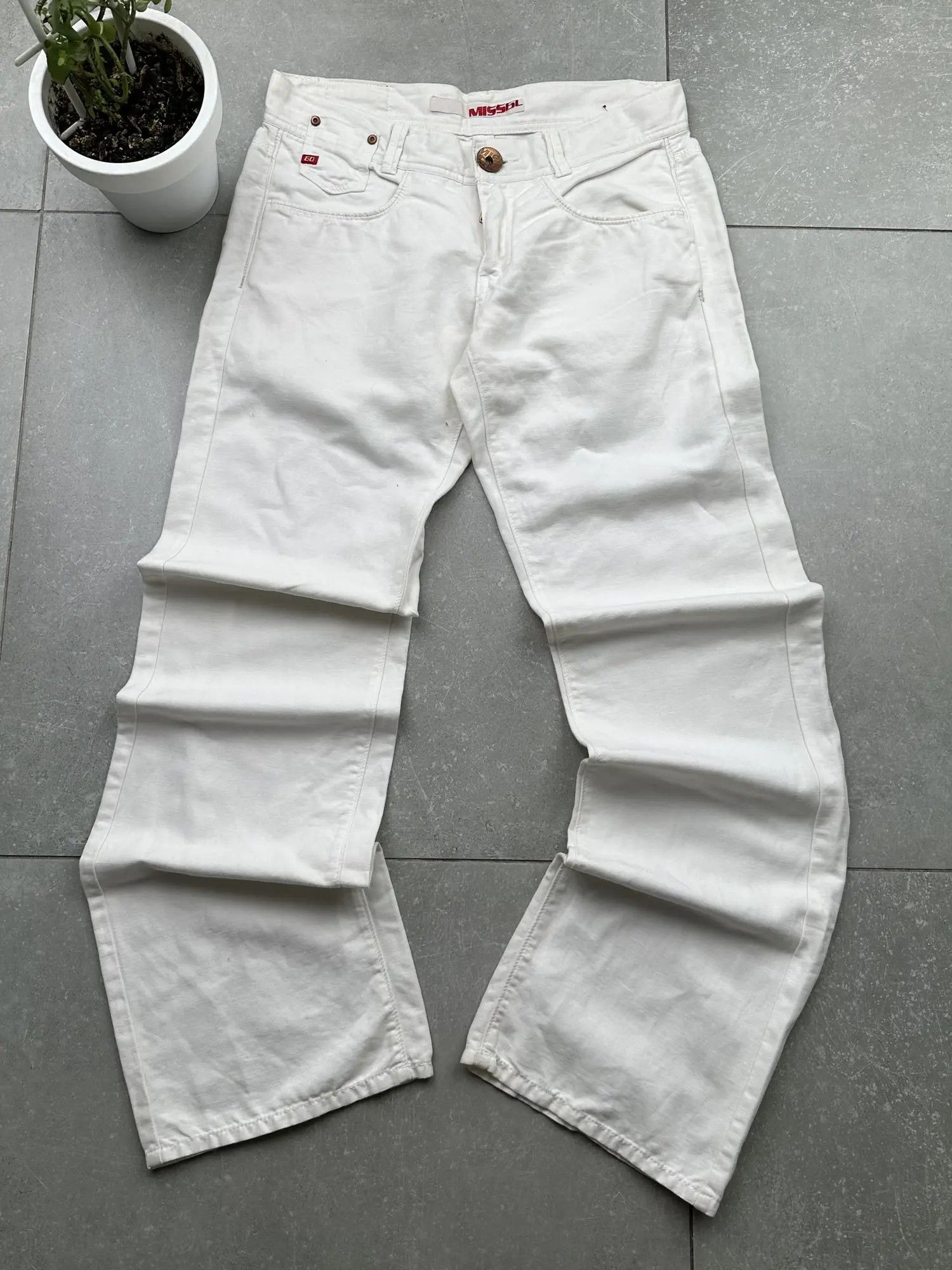 image of Miss Sixty Vintage Oversized Linen/cotton Wide Pants in White, Women's (Size 26)
