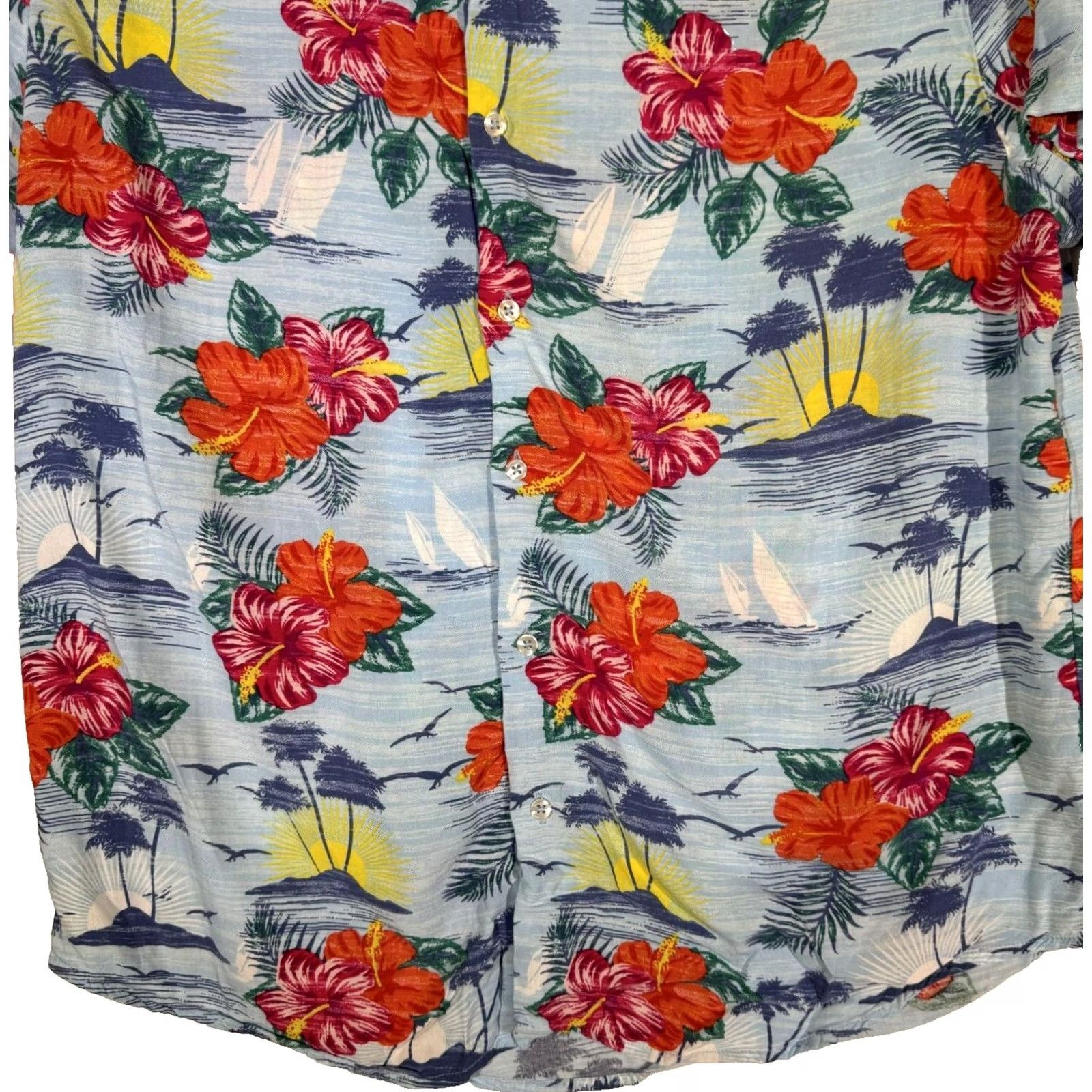 Denime Denim & Flower Shirt Men's XL Hawaiian Multicolor Floral Short Sleeve Cotton Button-Up Casual Size US XL / EU 56 / 4 - 3 Thumbnail