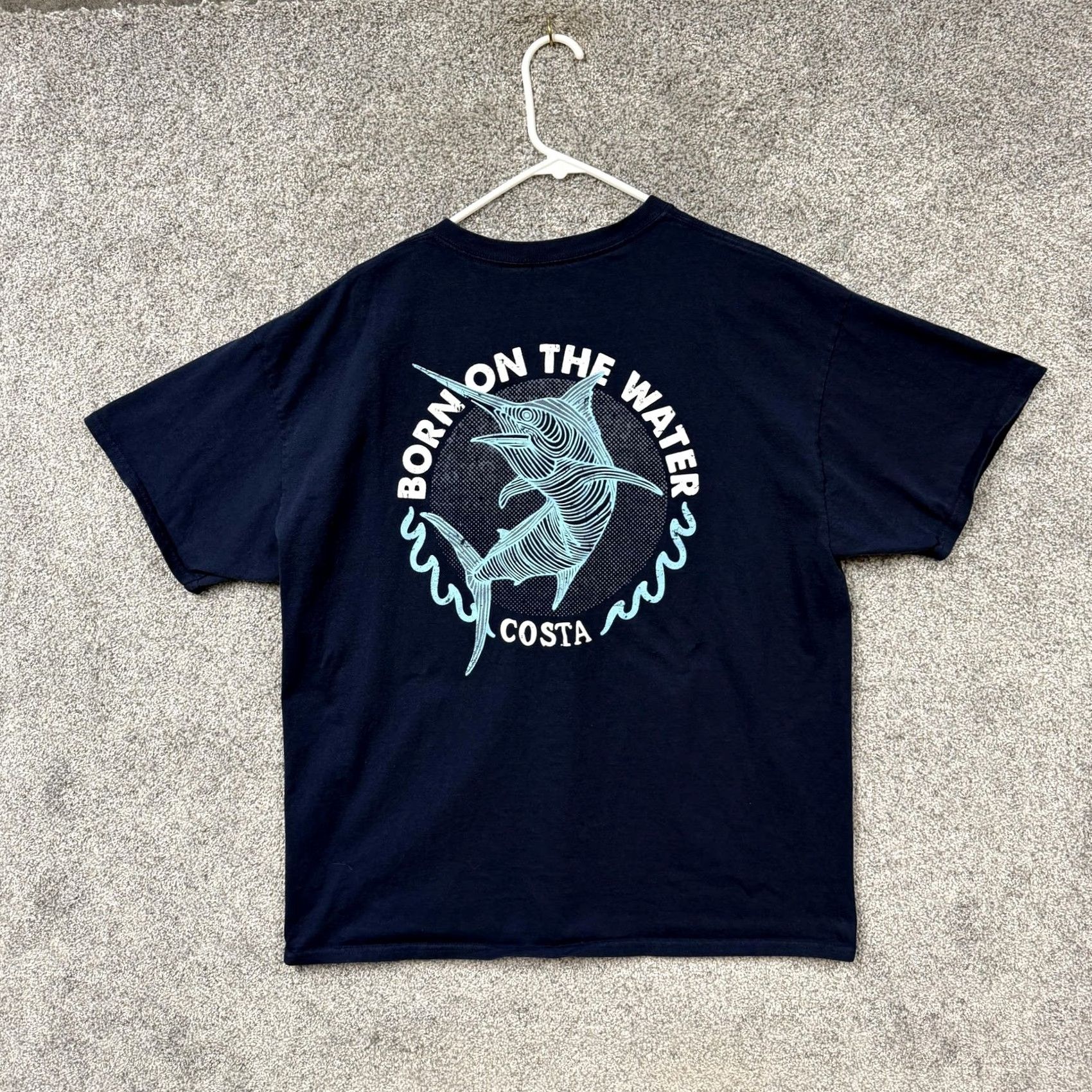 Vintage Costa Shirt Mens XL Blue Short Sleeve Graphic Print Marlin Back Logo Coastal Outdoor Born On The Water Size US XL / EU 56 / 4 - 5 Thumbnail