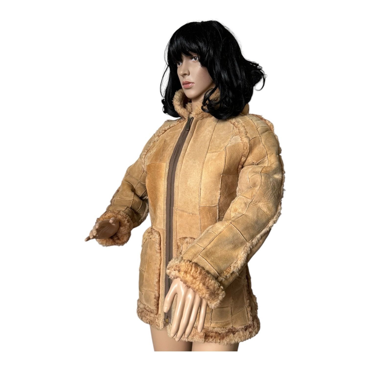 Vintage 70s Unbranded Patchwork Shearling Hooded Reversable Coat S Size S / US 4 / IT 40 - 11 Thumbnail