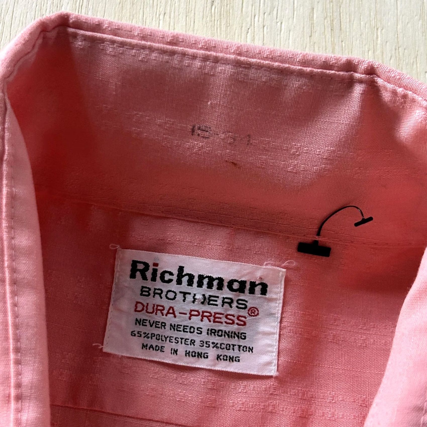 Vintage VINTAGE Richman Brothers Dress Shirt Mens 15 Pink Stripe Dura-Press No Iron Shirt Mens Regular 15 Size 40R - 3 Thumbnail