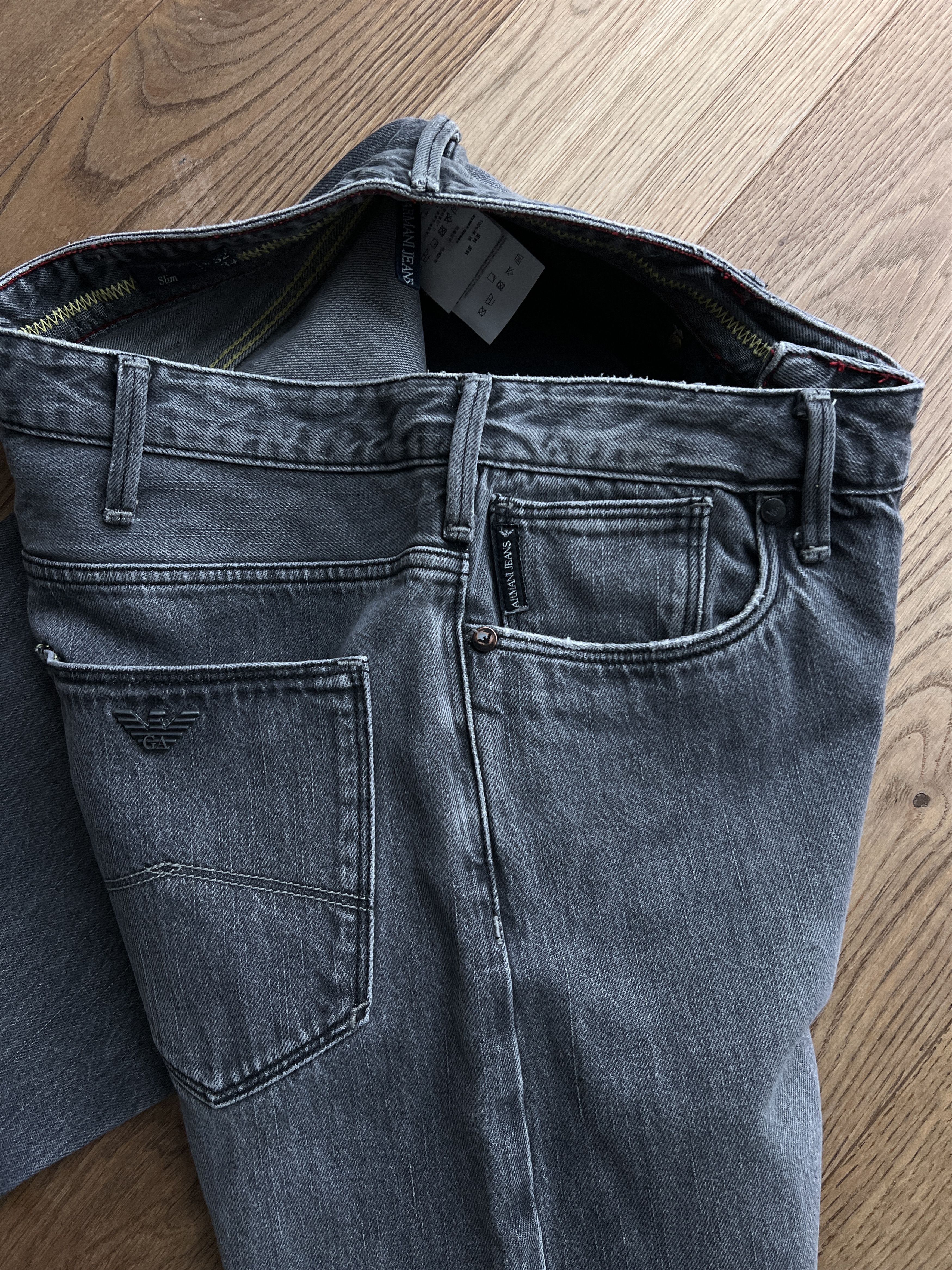 Armani Crazy! Armani jeans black skinny denim stretch slim pants Size US 31 - 10 Thumbnail