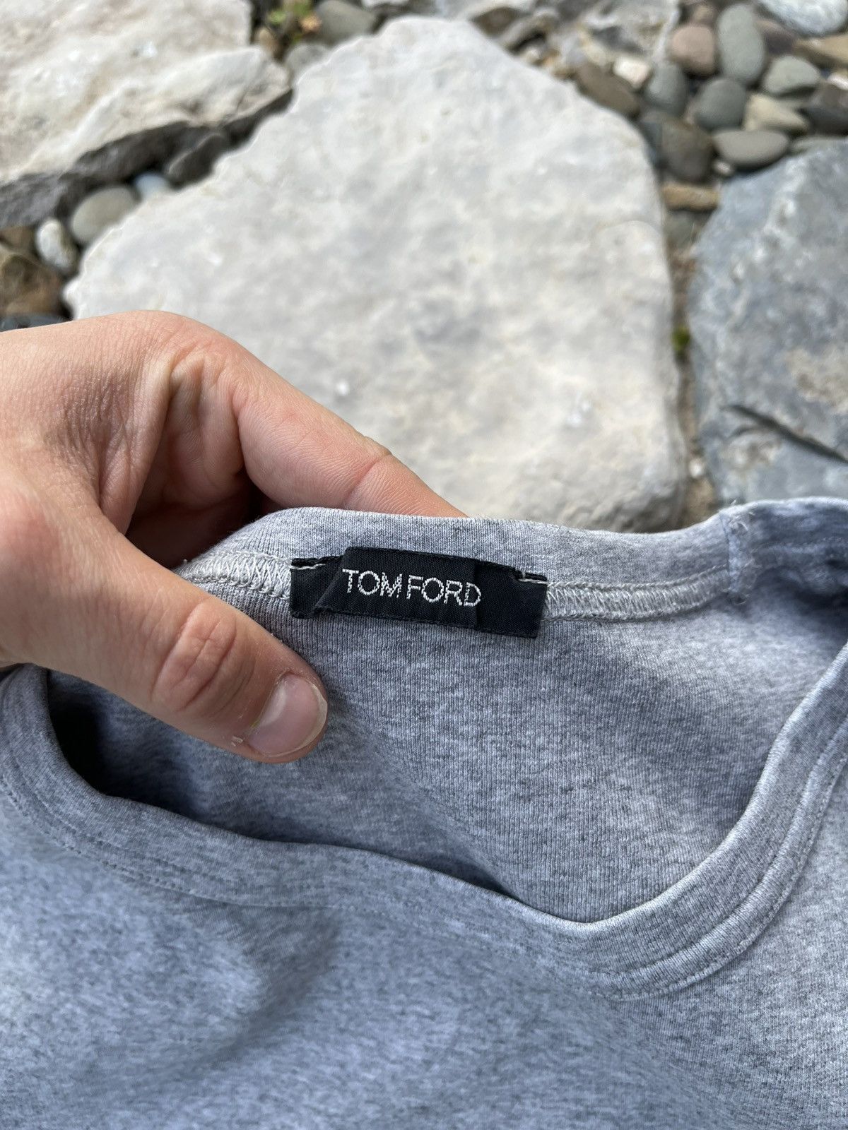 Designer × Tom Ford Tom Ford basic grey stretchy t-shirt tee crewneck slim fit Size US L / EU 52-54 / 3 - 10 Thumbnail