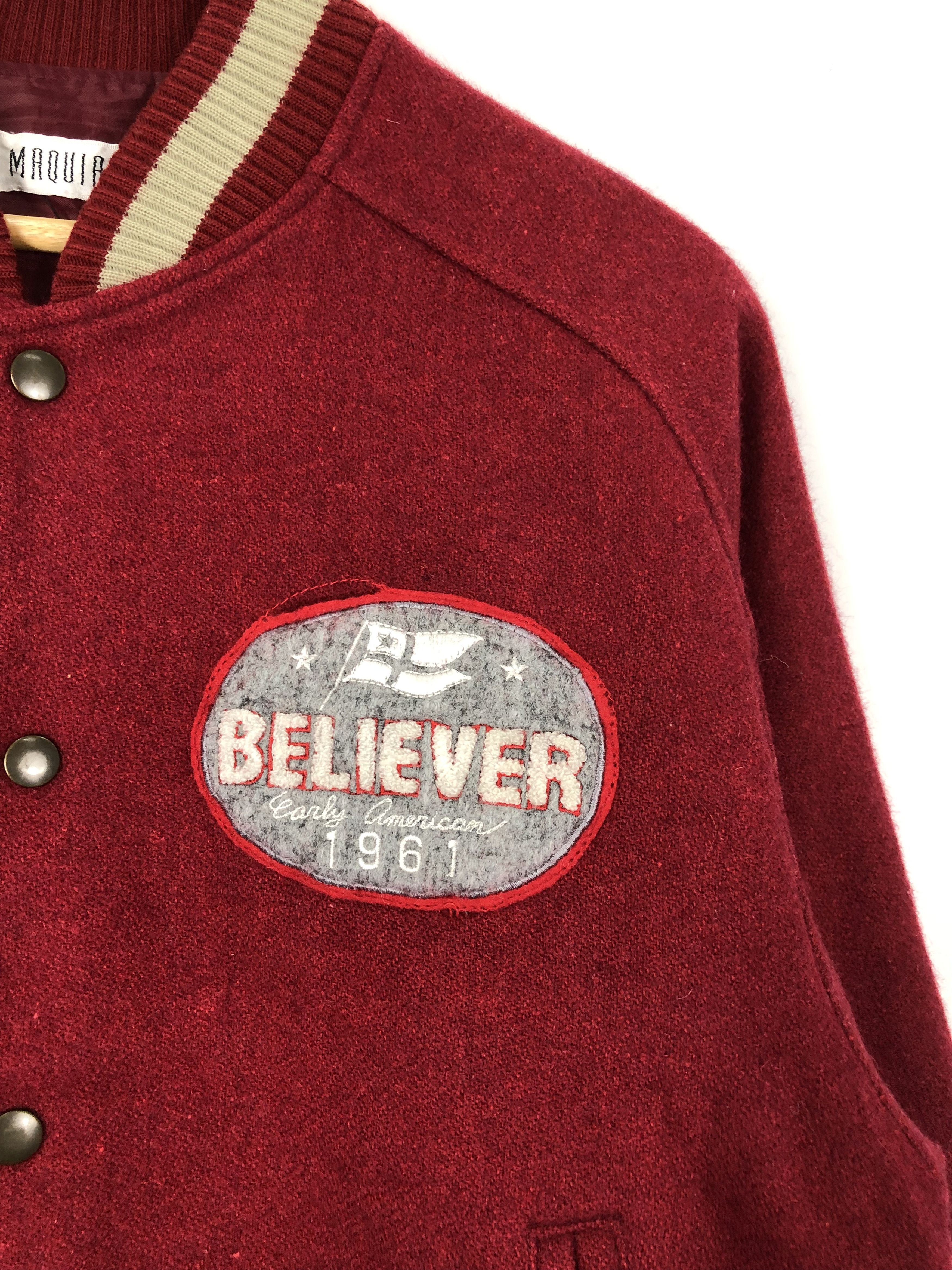 Japanese Brand Vintage 80s Varsity Jacket Red Made In Japan V0176 Size US L / EU 52-54 / 3 - 7 Thumbnail